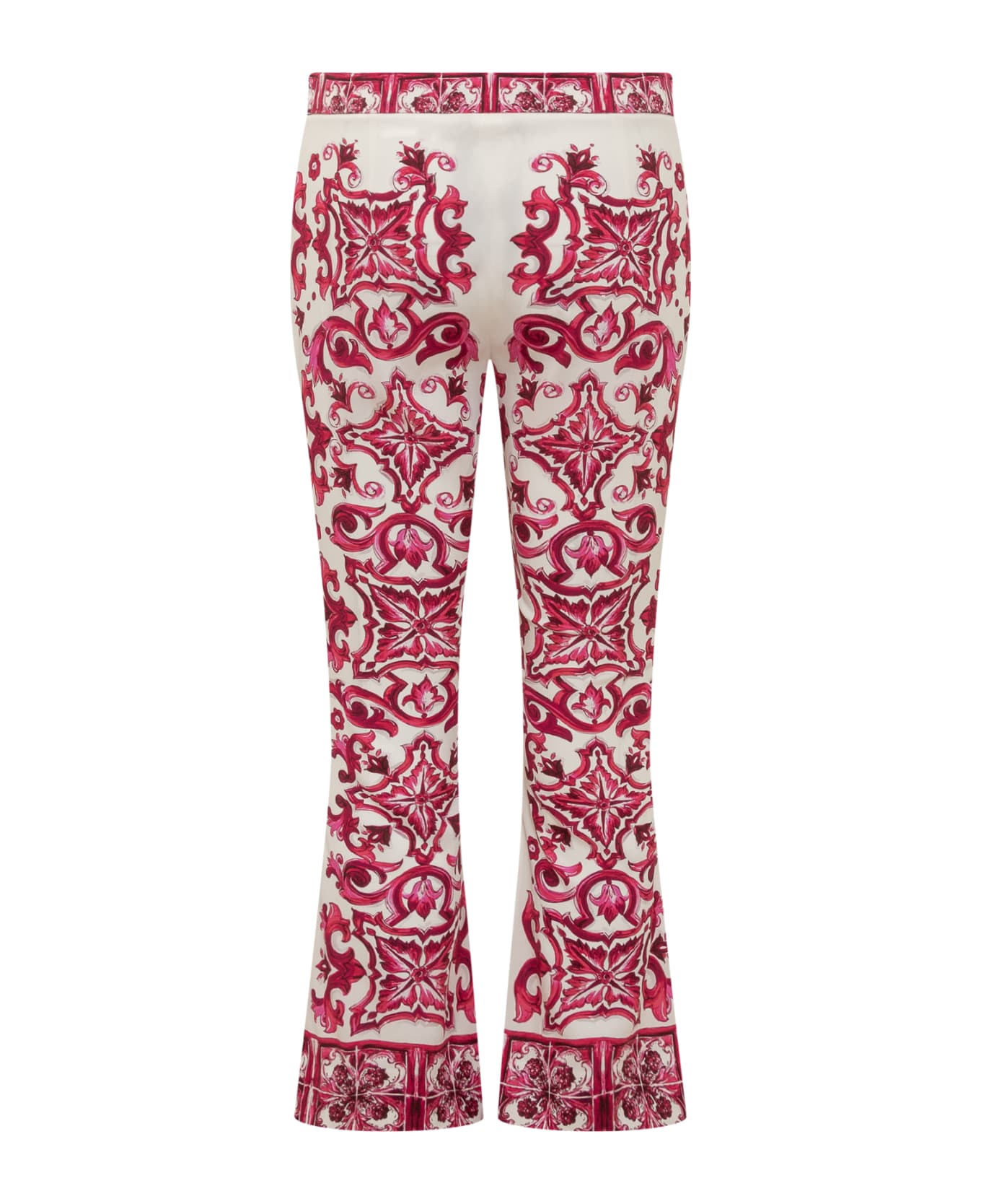 Dolce & Gabbana Majolica Print Charmeuse Pants - Fuchsia