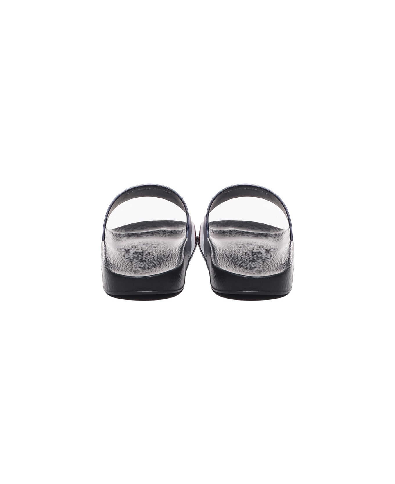 Moncler Basile Slide With Iconic Tricolor Band - Nero