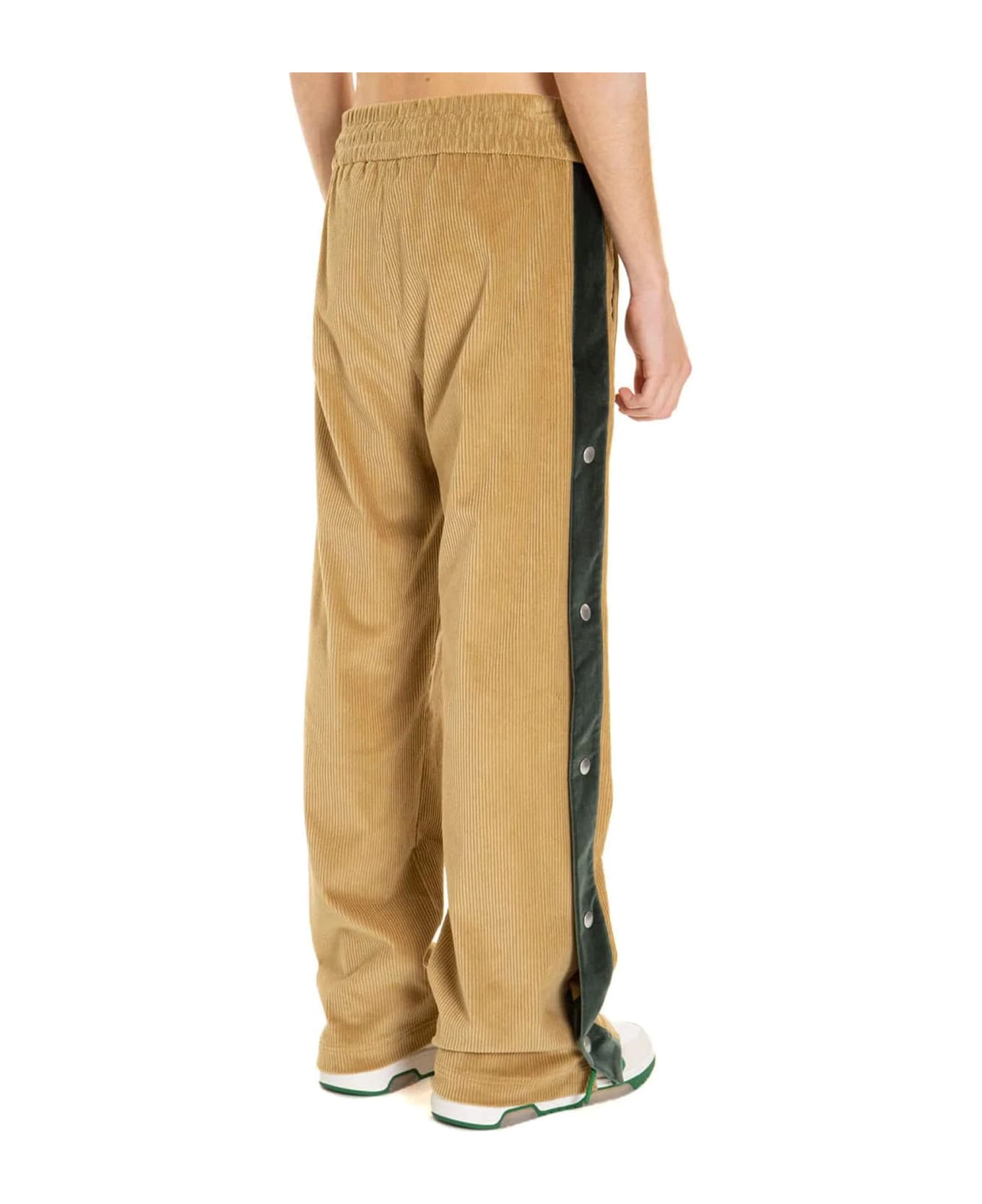 Palm Angels Ribbed Cotton And Wool Pants - Beige