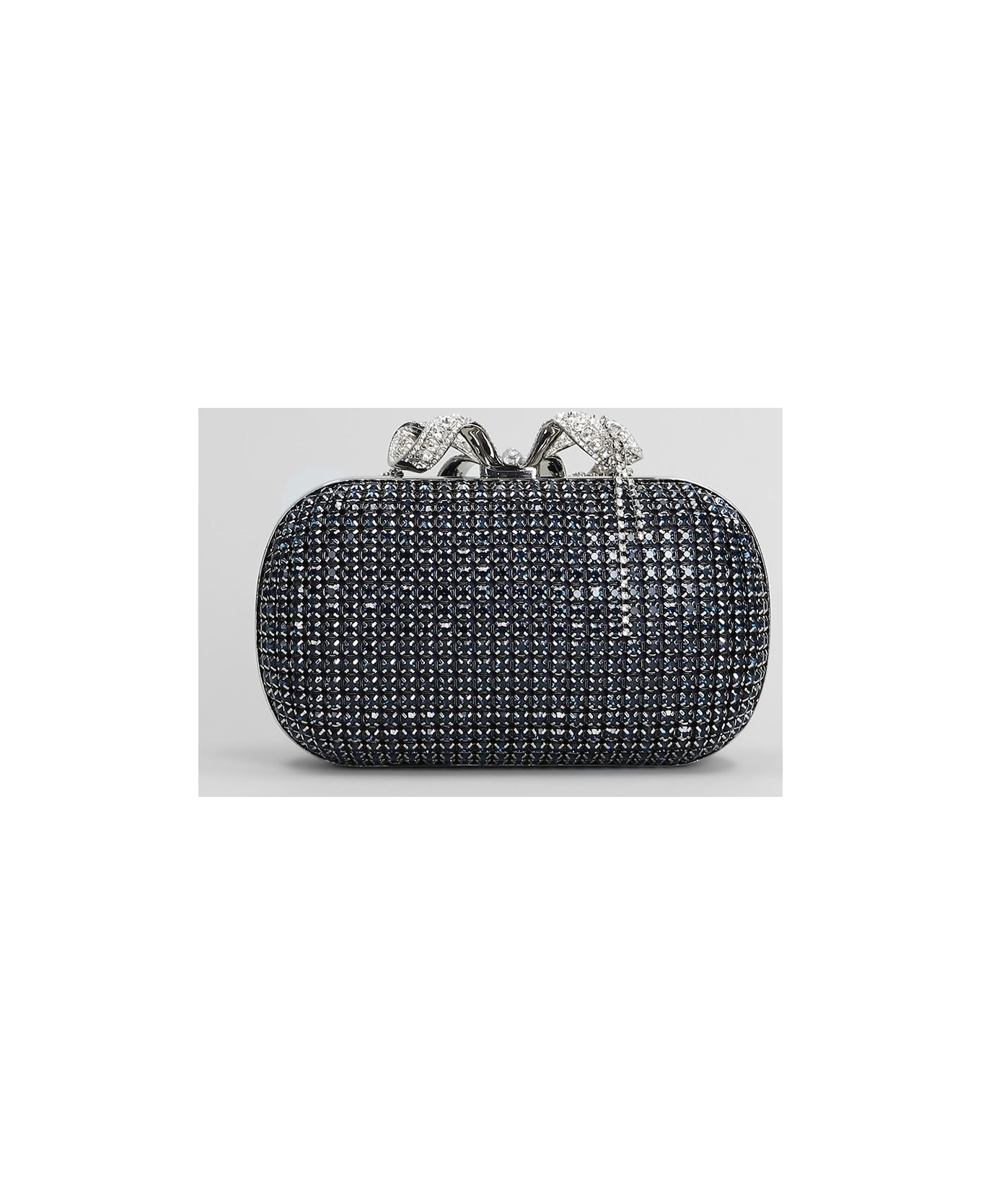 self-portrait Chainmail Clutch In Blue Crystal - blue
