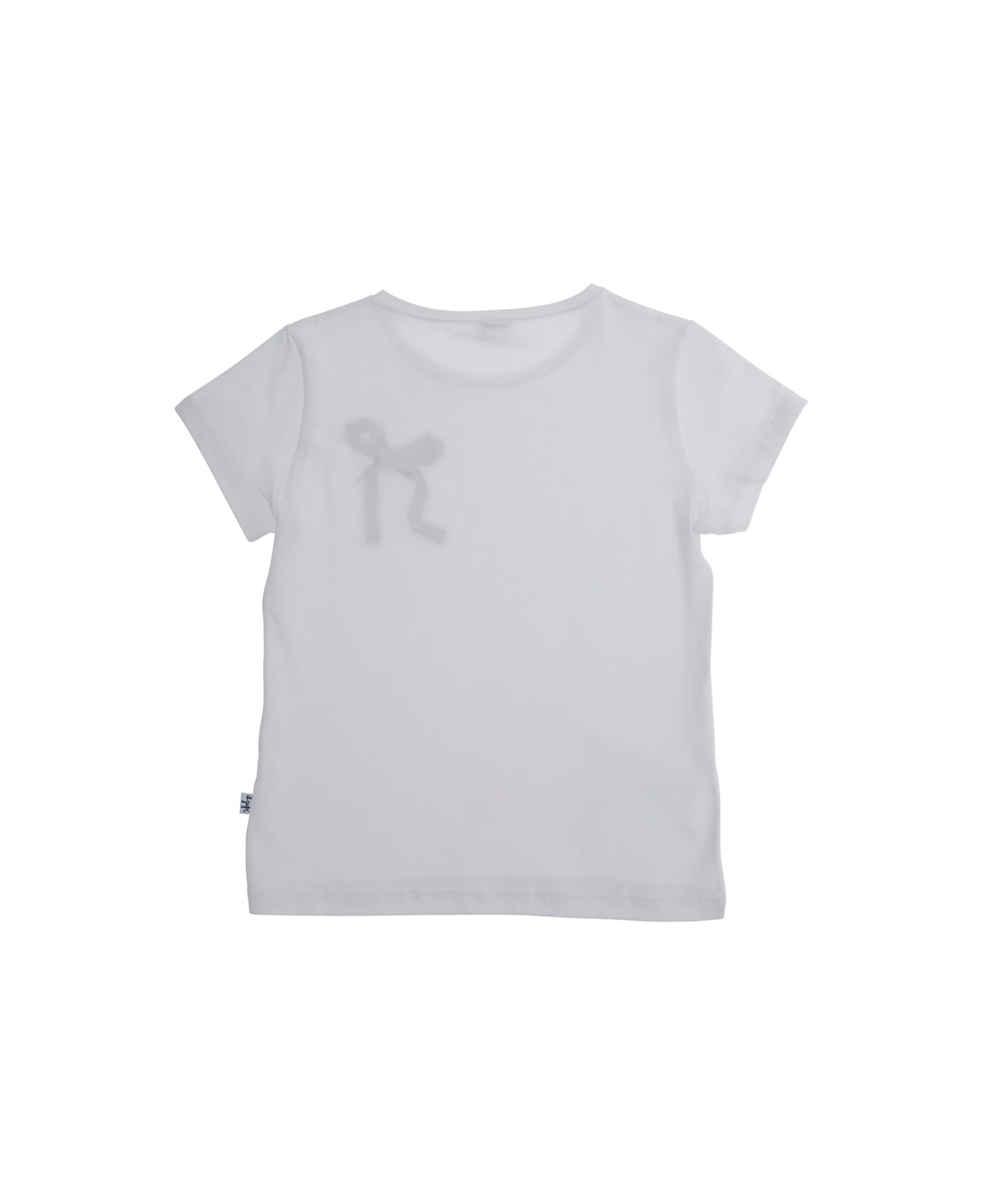Il Gufo White Crewneck T-shirt With Bow Detail On The Front In Cotton Girl - White
