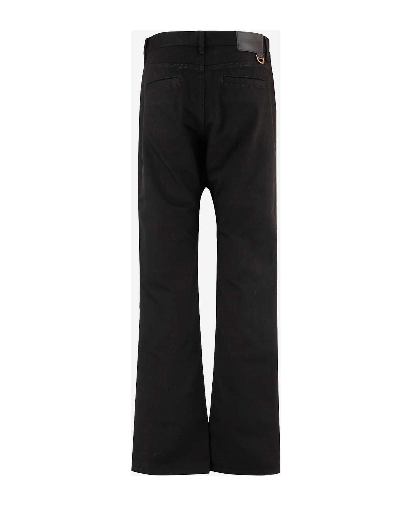 Chloé Cotton Trousers With Front Zip - Black