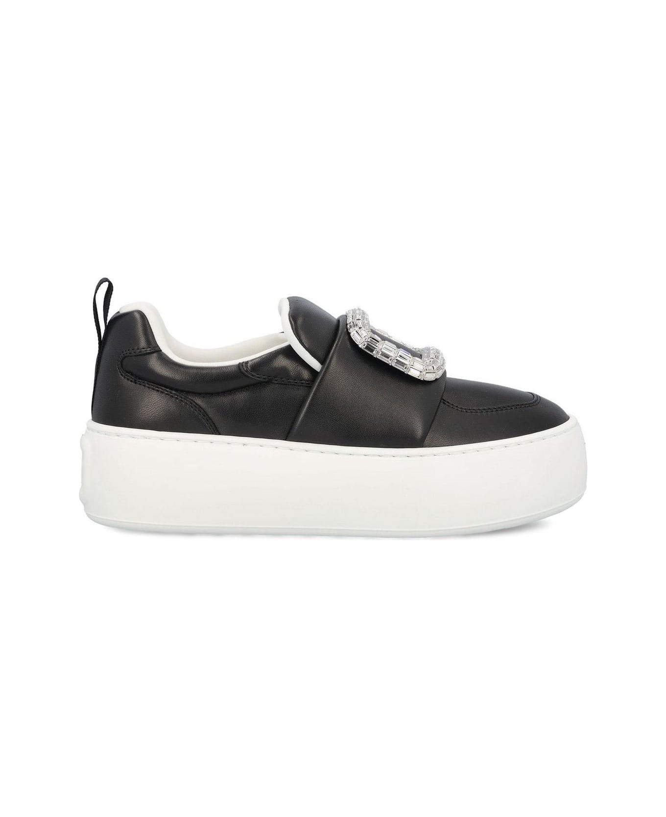 Roger Vivier Viv' Up Embellished Buckle Sneakers - Black