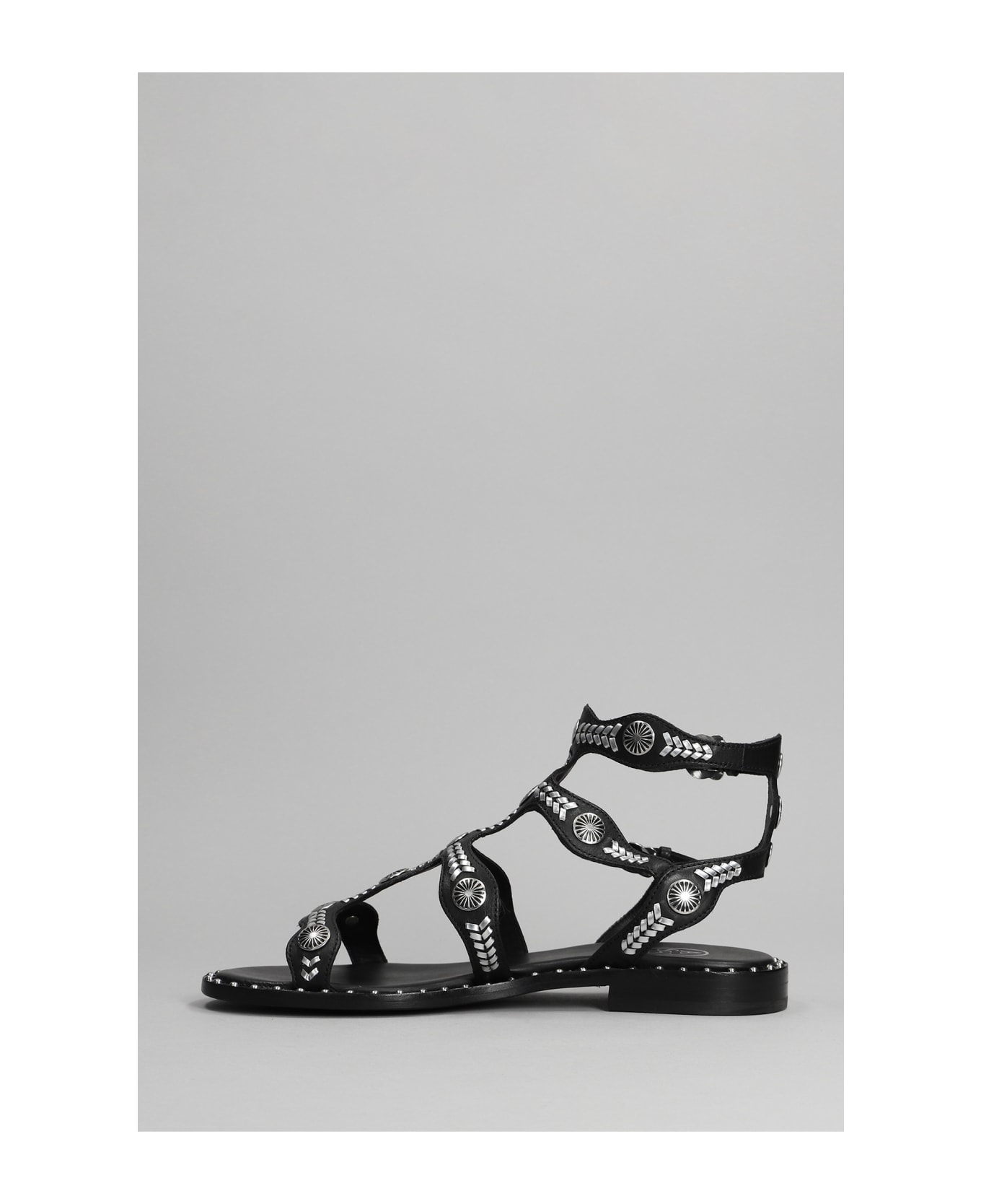 Ash Pacha Flats In Black Leather - black
