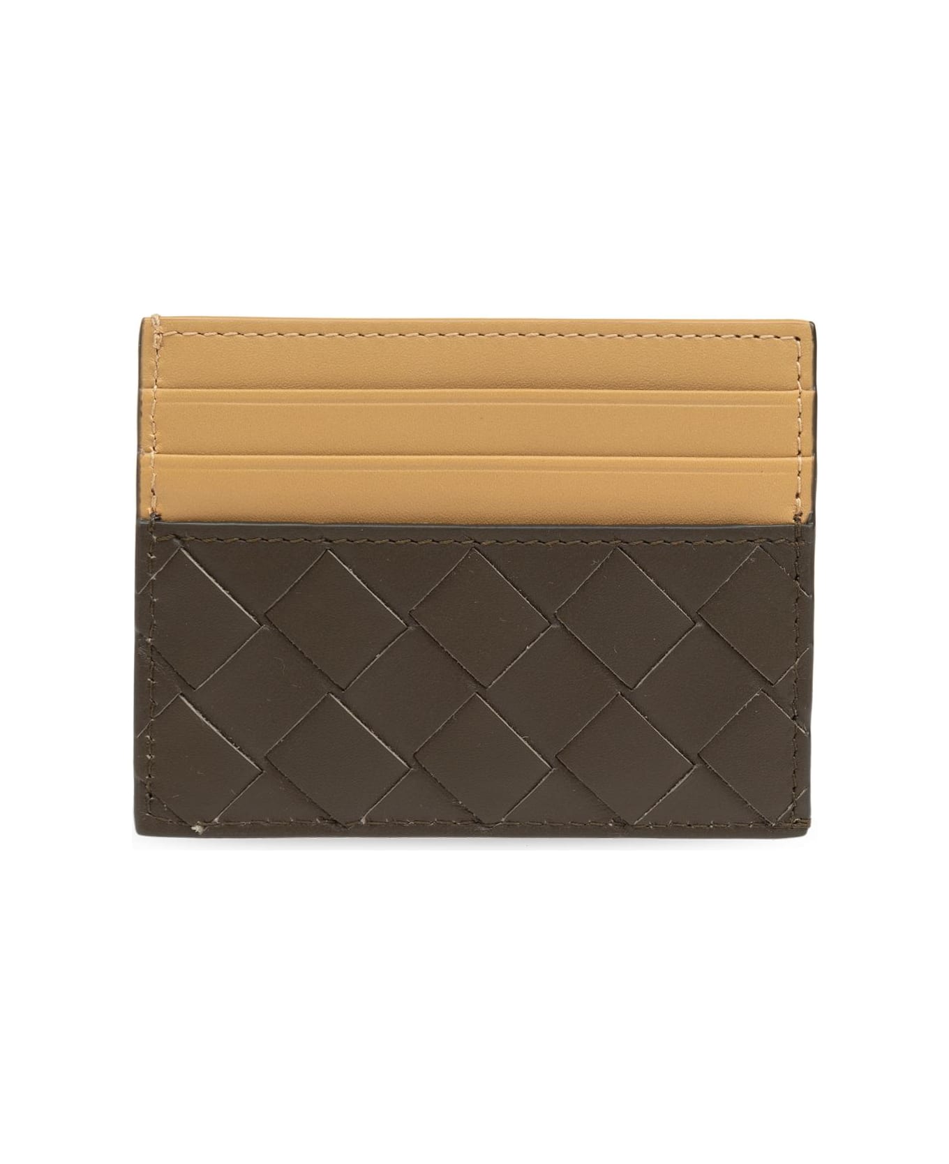 Bottega Veneta Leather Card Holder - Kaki