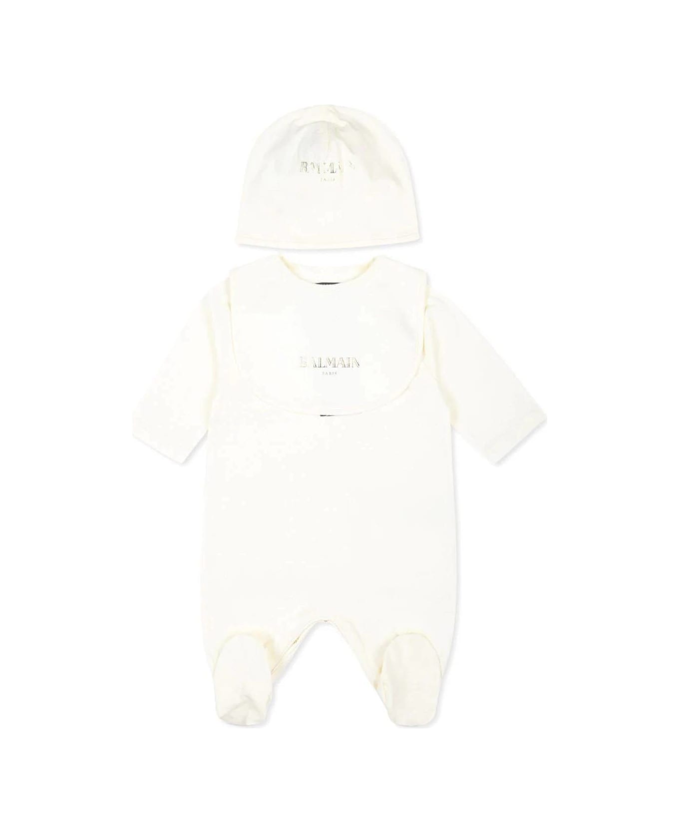 Balmain Set Tutina Con Logo - Cream