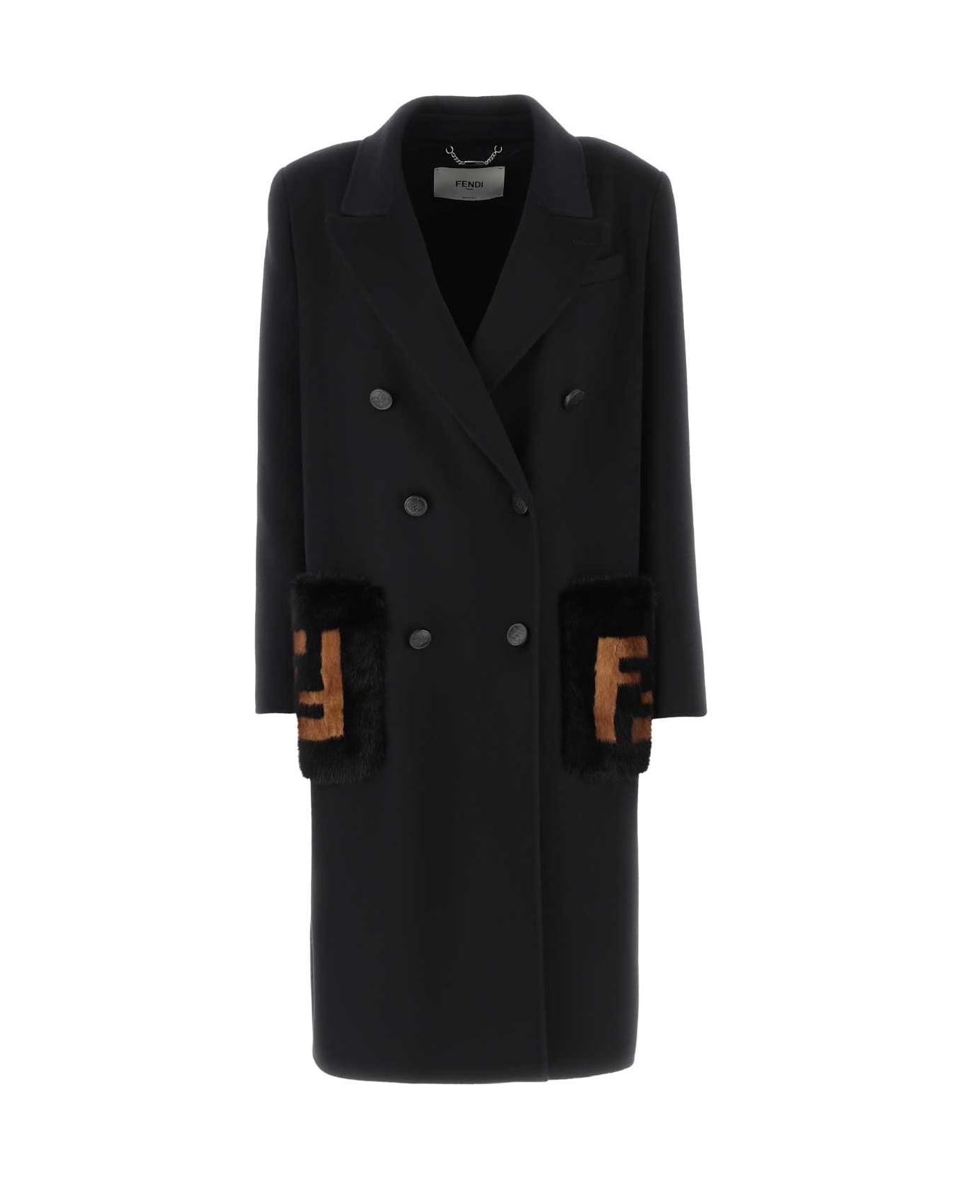 Fendi Black Wool Coat - Black