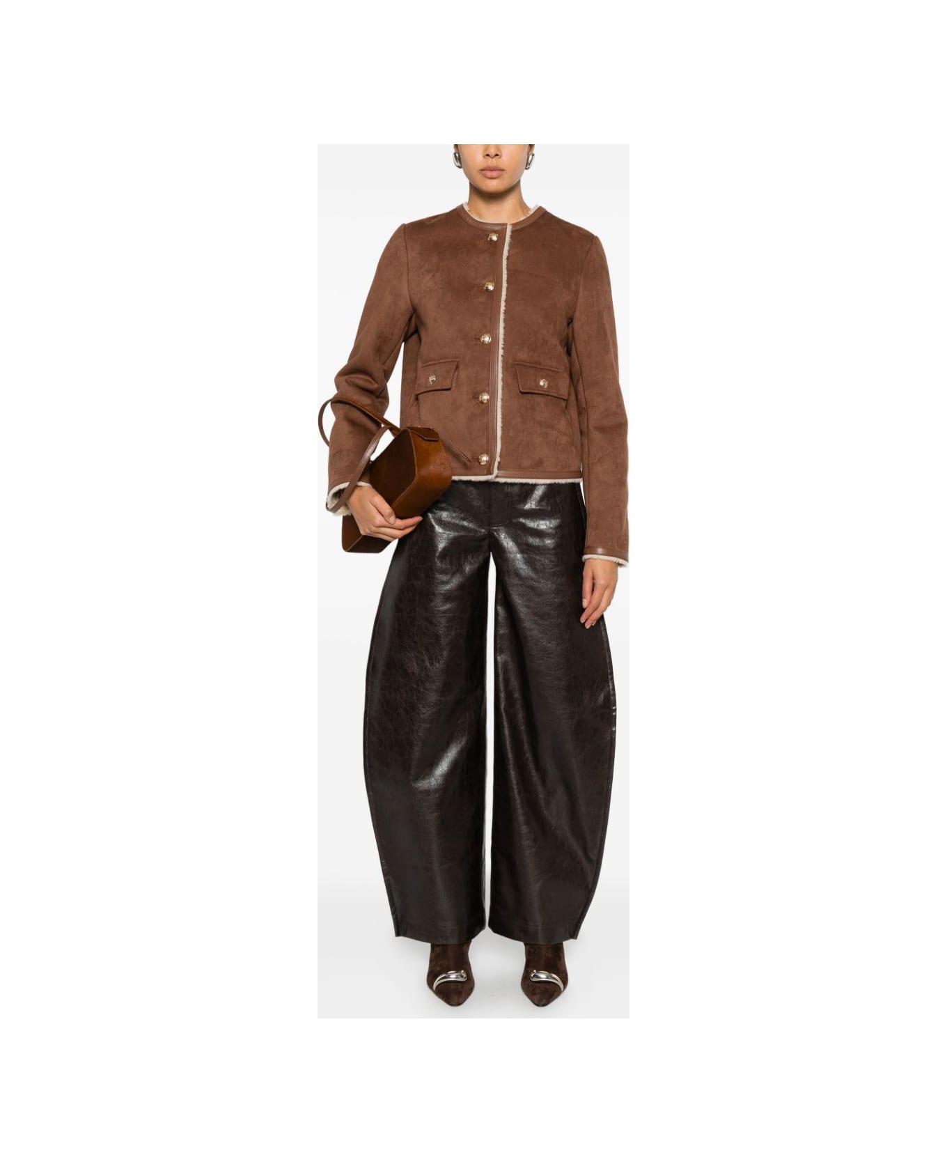 SEMICOUTURE Faux Fur Jacket - Brown