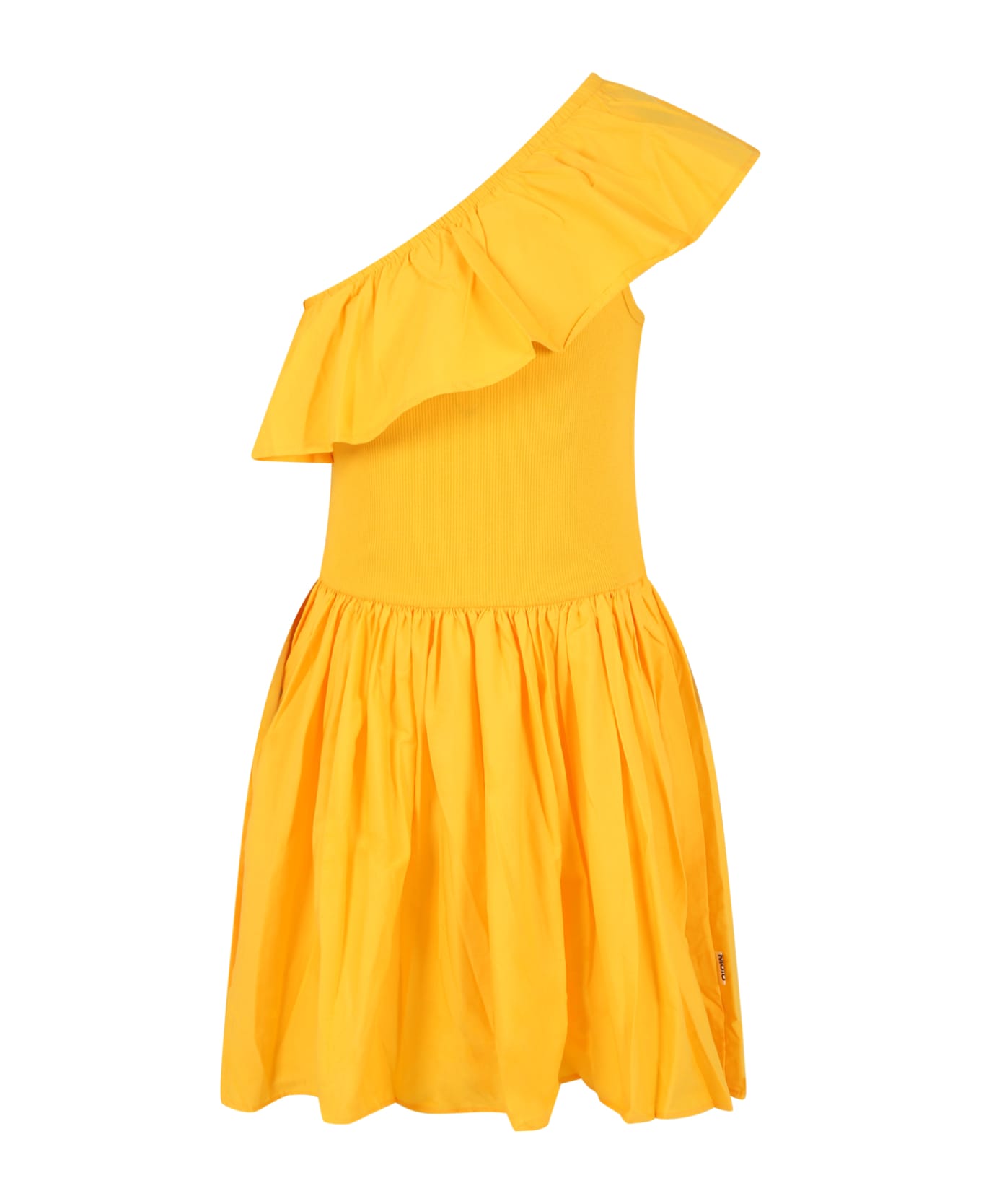 Molo Yellow Dress For Girl With Ruffles - Yellow