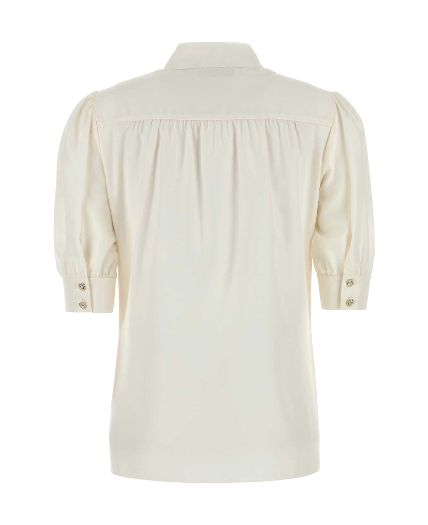 Alessandra Rich Ivory Satin Shirt - WHITE