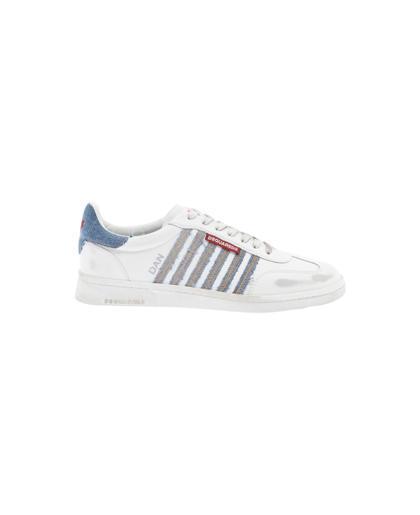 Dsquared2 White Leather Boxer Sneakers - BIANCODENIM