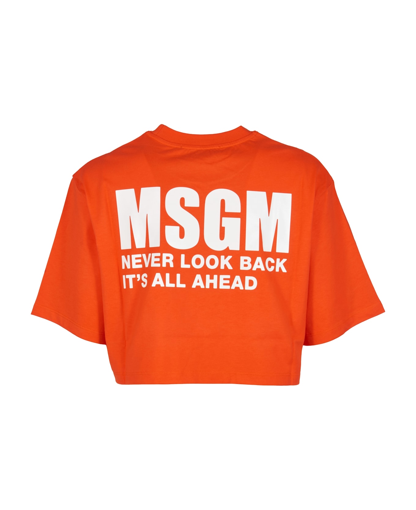 MSGM Logo Cropped T-shirt - Bright Red