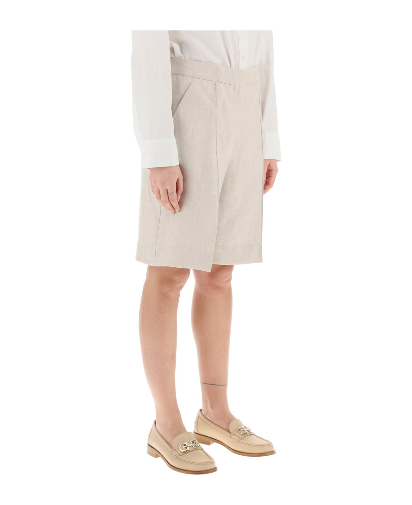 Agnona Linen Twill Shorts - SAND (Beige) ショートパンツ
