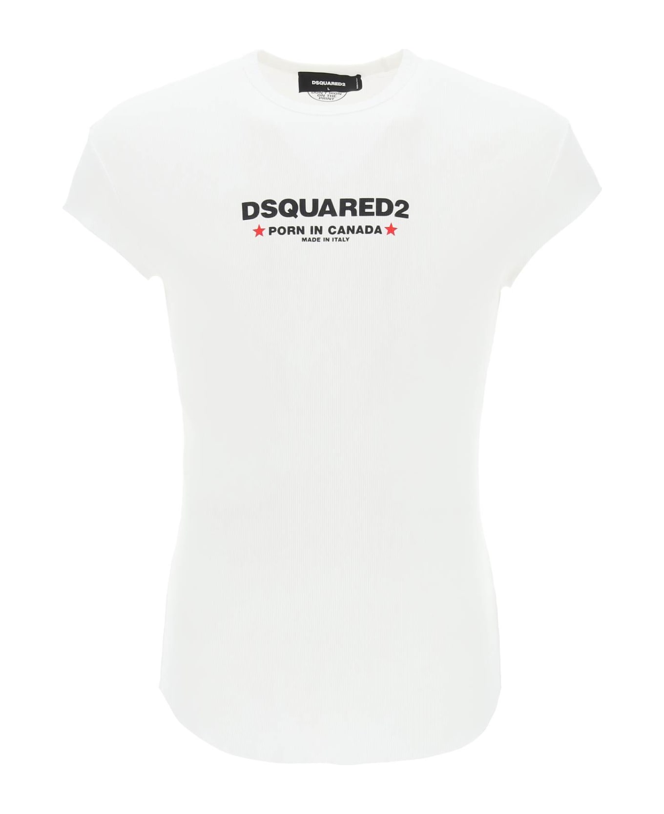 Dsquared2 Choke Fit Ribbed T-shirt - WHITE (White) シャツ