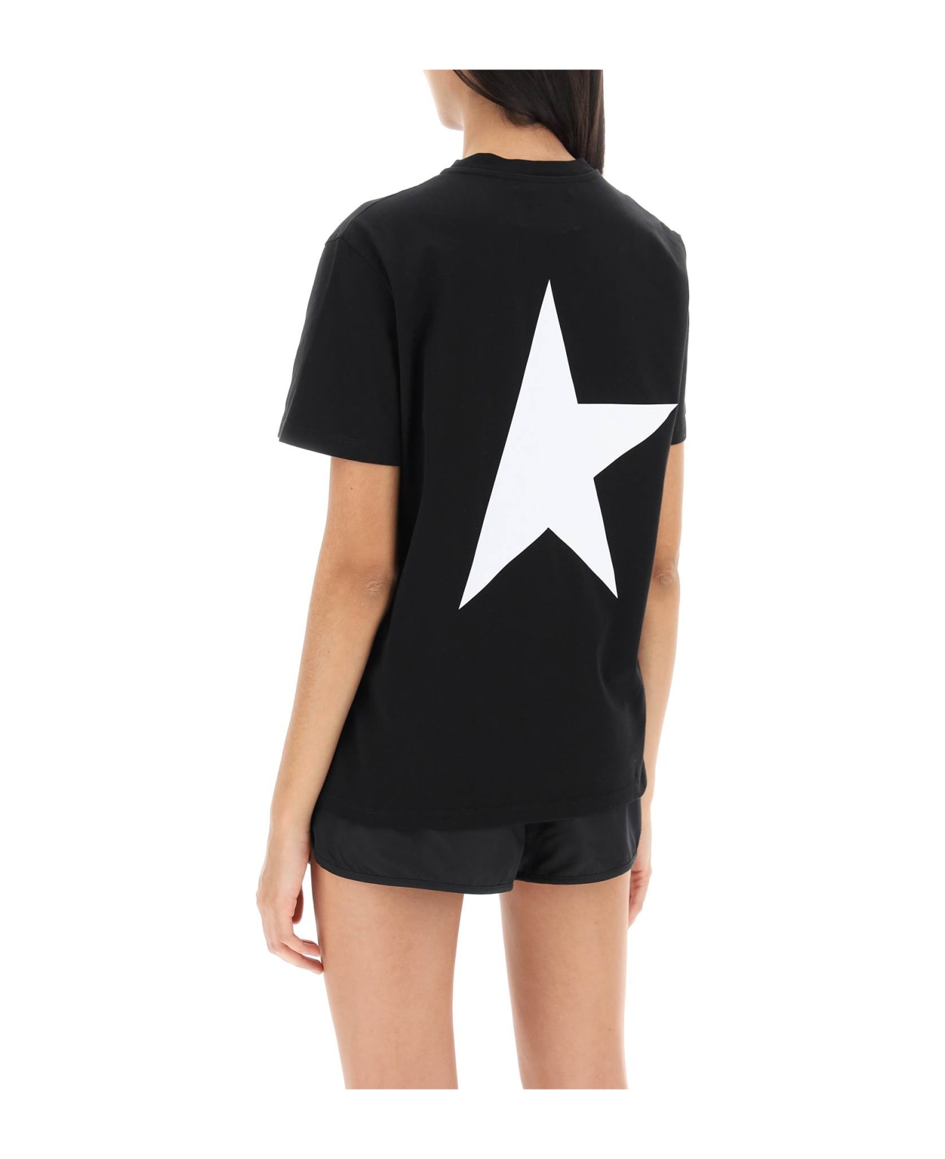 Golden Goose T-shirt With Star Print - BLACK WHITE (Black)