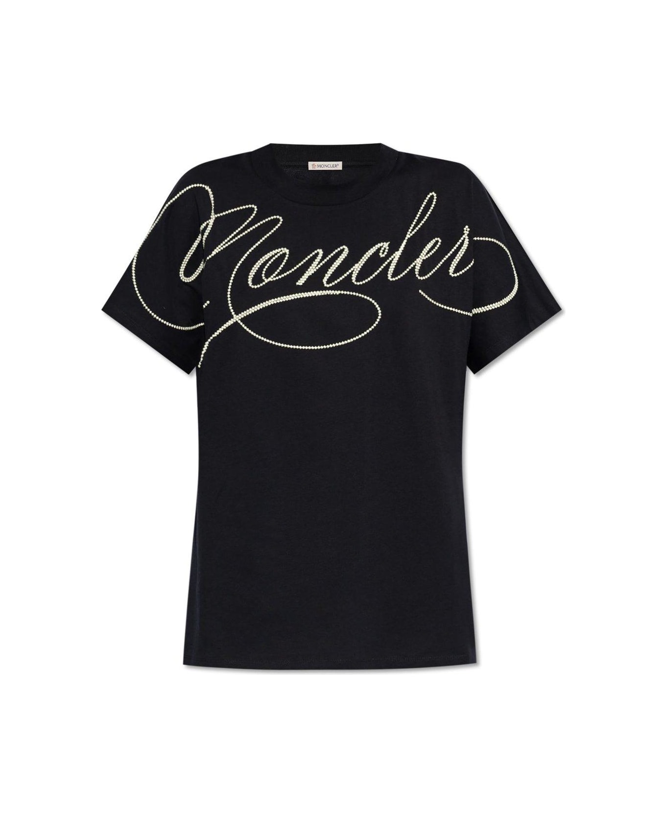 Moncler T-shirt With Embroidered Logo - Blue