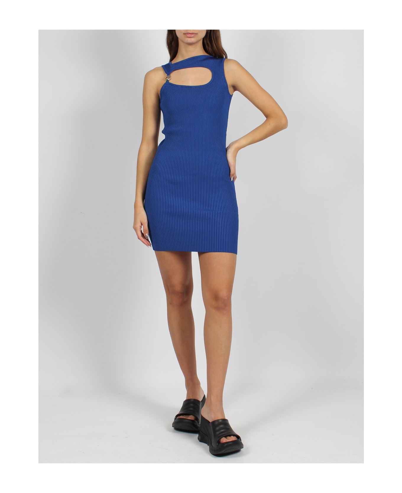 Coperni Knitted Cut Out Dress - Blue