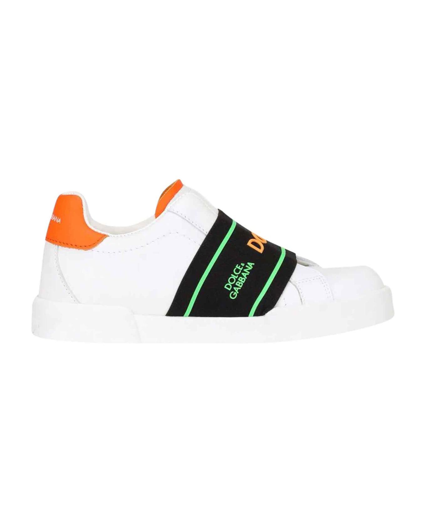 Dolce & Gabbana White Unisex Sneakers Dolce&gabbana Kids - Bianco/arancio/nero