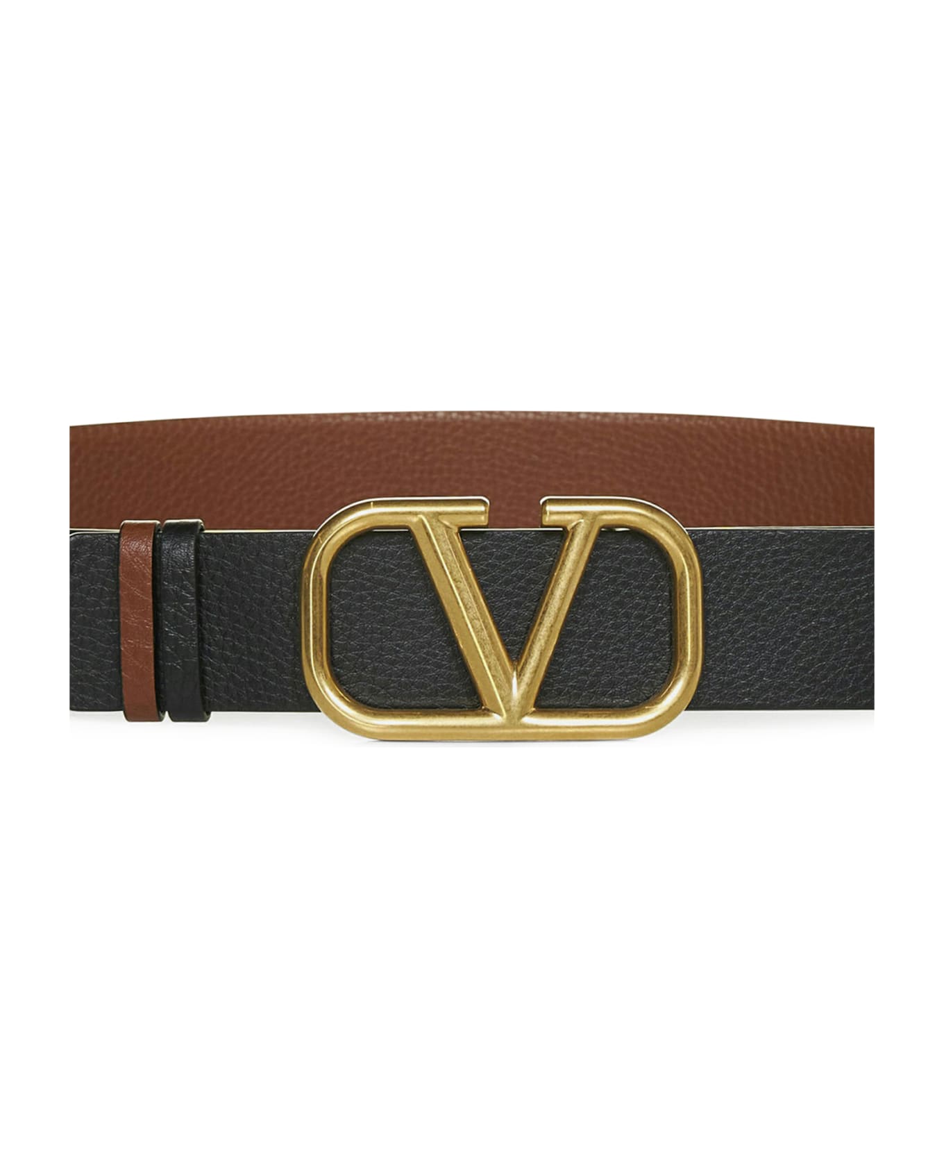 Valentino Garavani Vlogo Signature Reversible Belt In Moose Print Calfskin 40 Mm - Brown ベルト