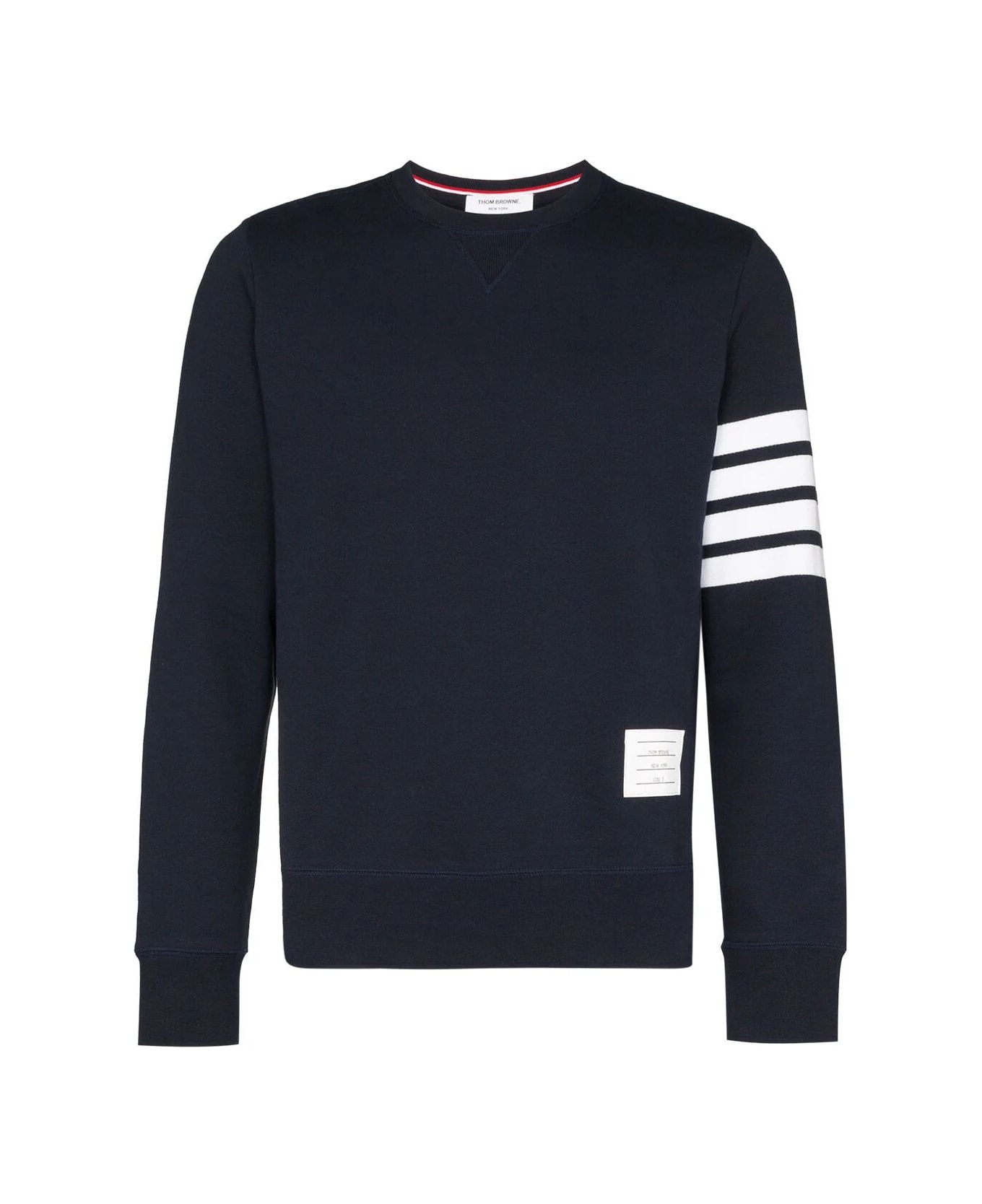 Thom Browne Classic Sweatshirt In Classic Loopback With Engineered 4 Bar - Navy