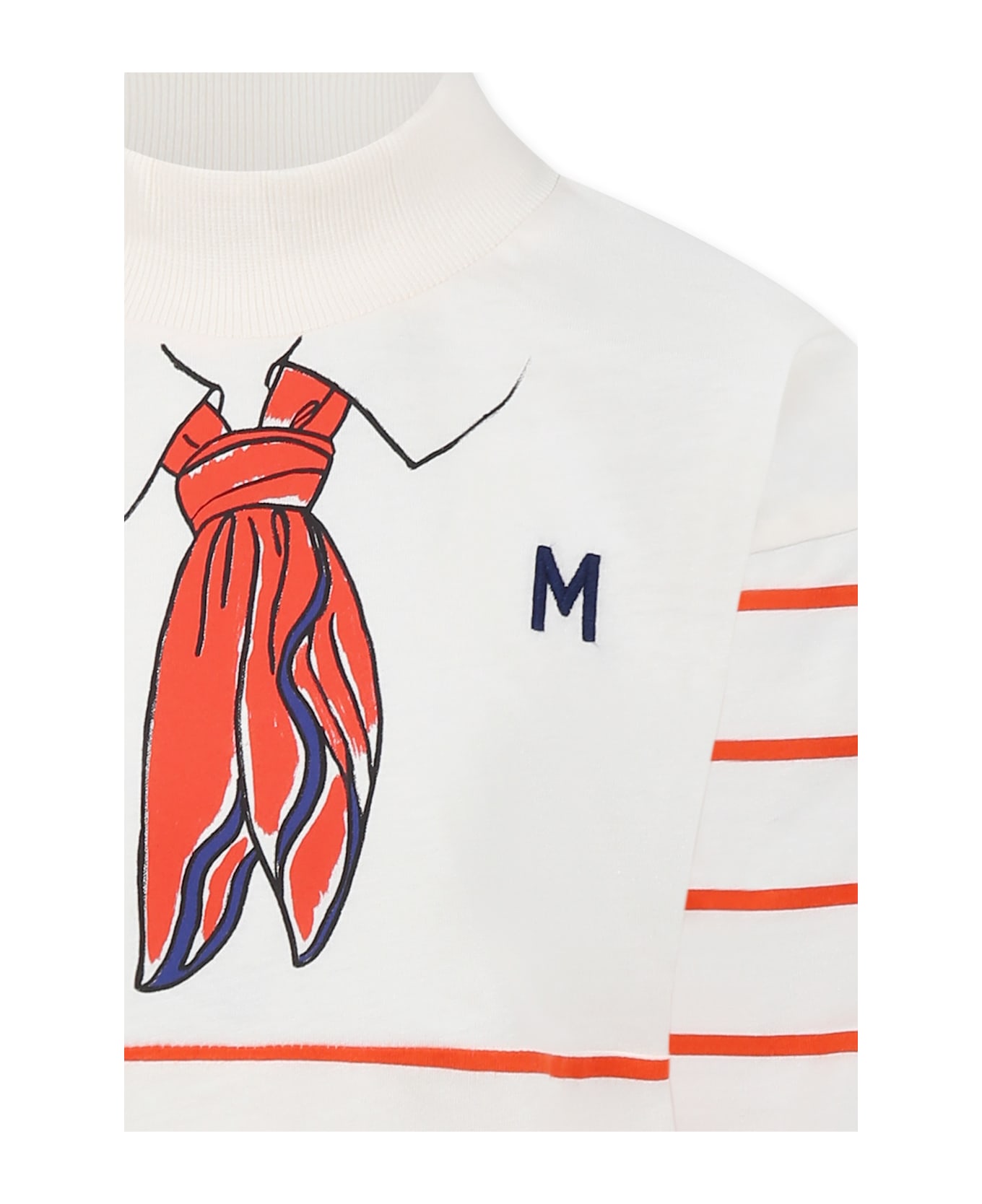 Mini Rodini Ivory Dress For Girl With Scarf Print - Ivory