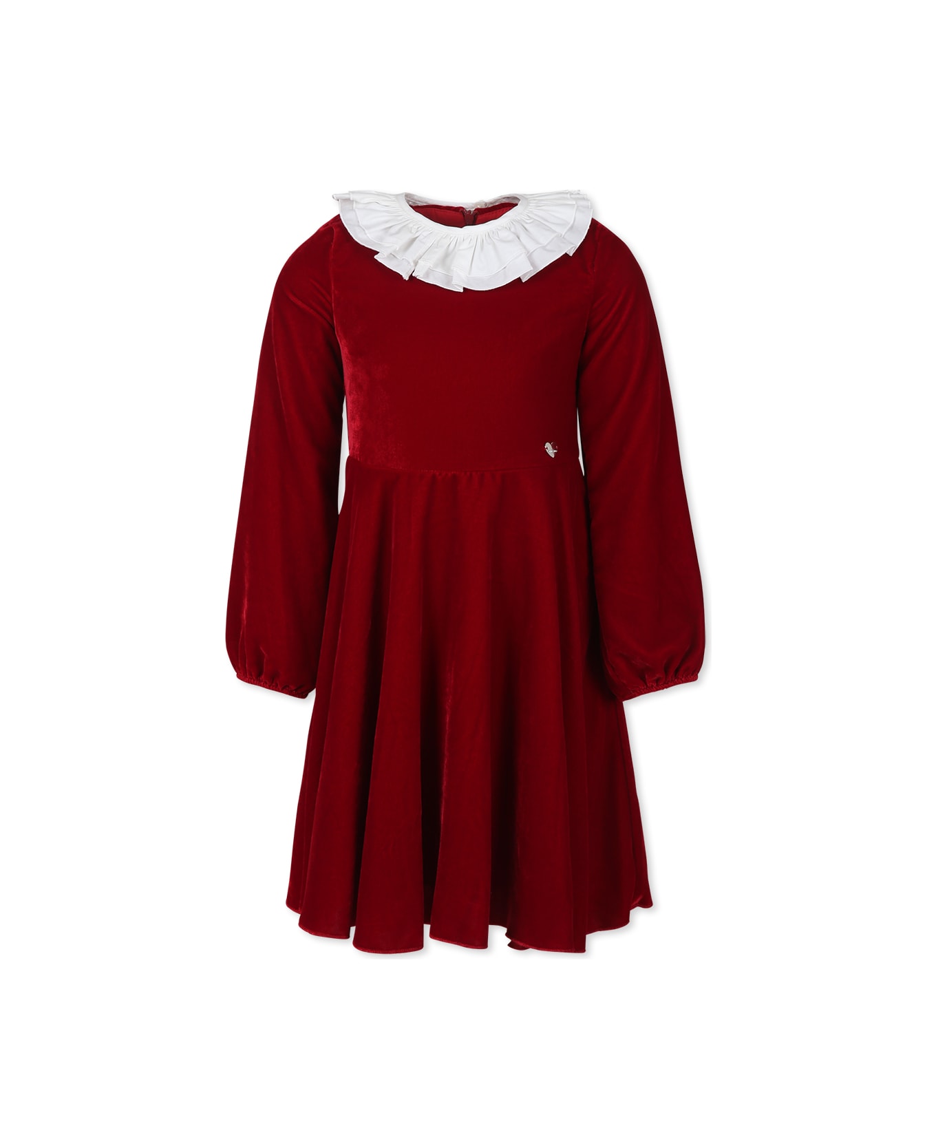 Monnalisa Burgundy Dress For Girl With Heart - Bordeaux