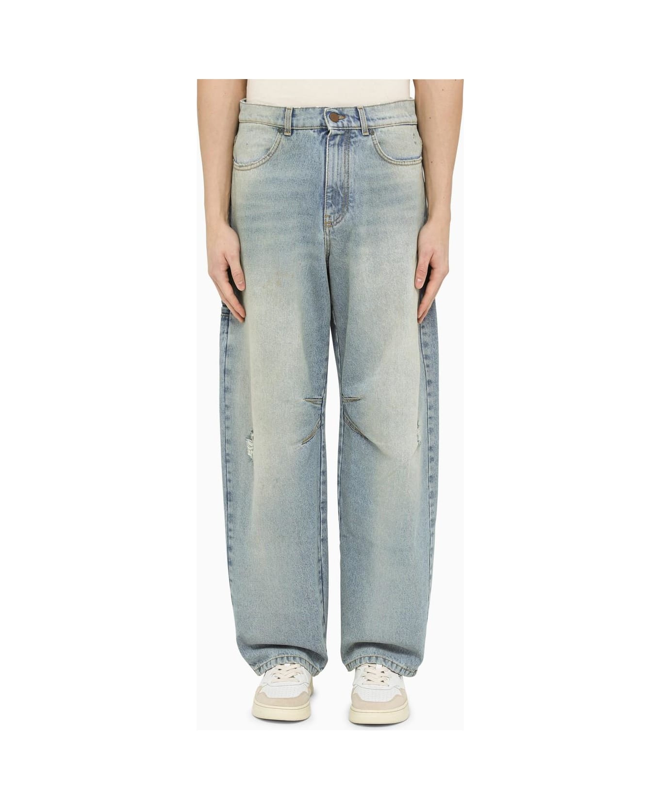 Palm Angels Light Blue Washed Baggy Jeans - Blu marrone