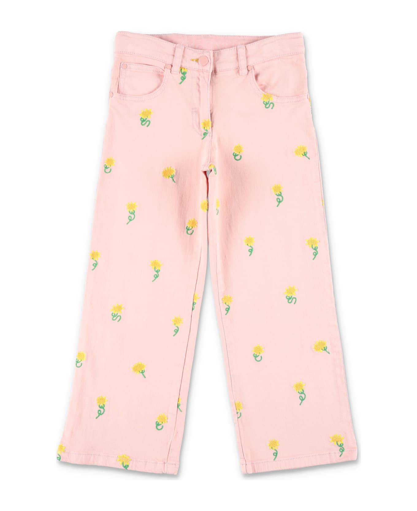 Stella McCartney Kids Sunflower Embroidery Denim Pants - PINK