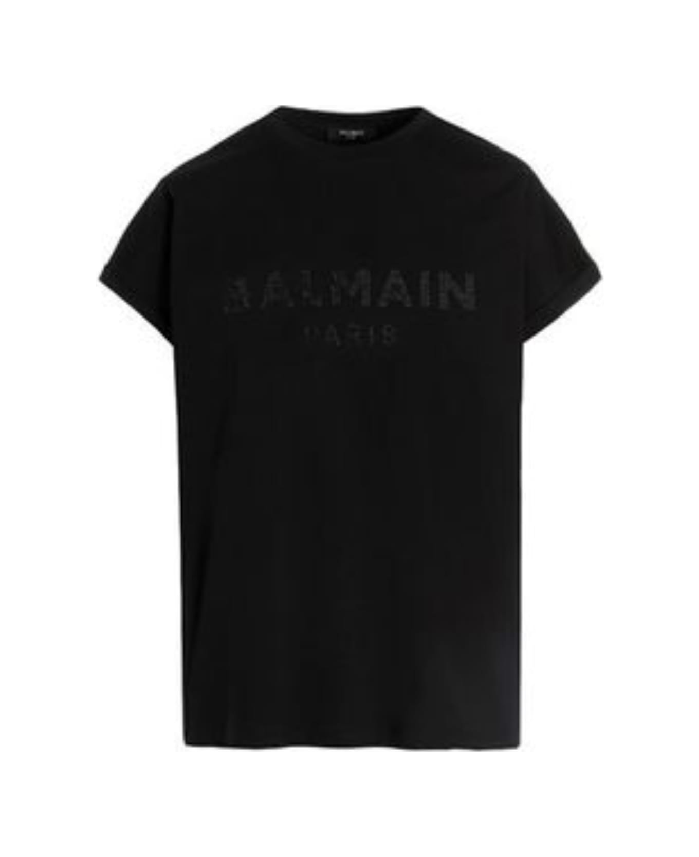 Balmain Woman's Black T-shirt With Studded Logo italist, ALWAYS LIKE A SALE