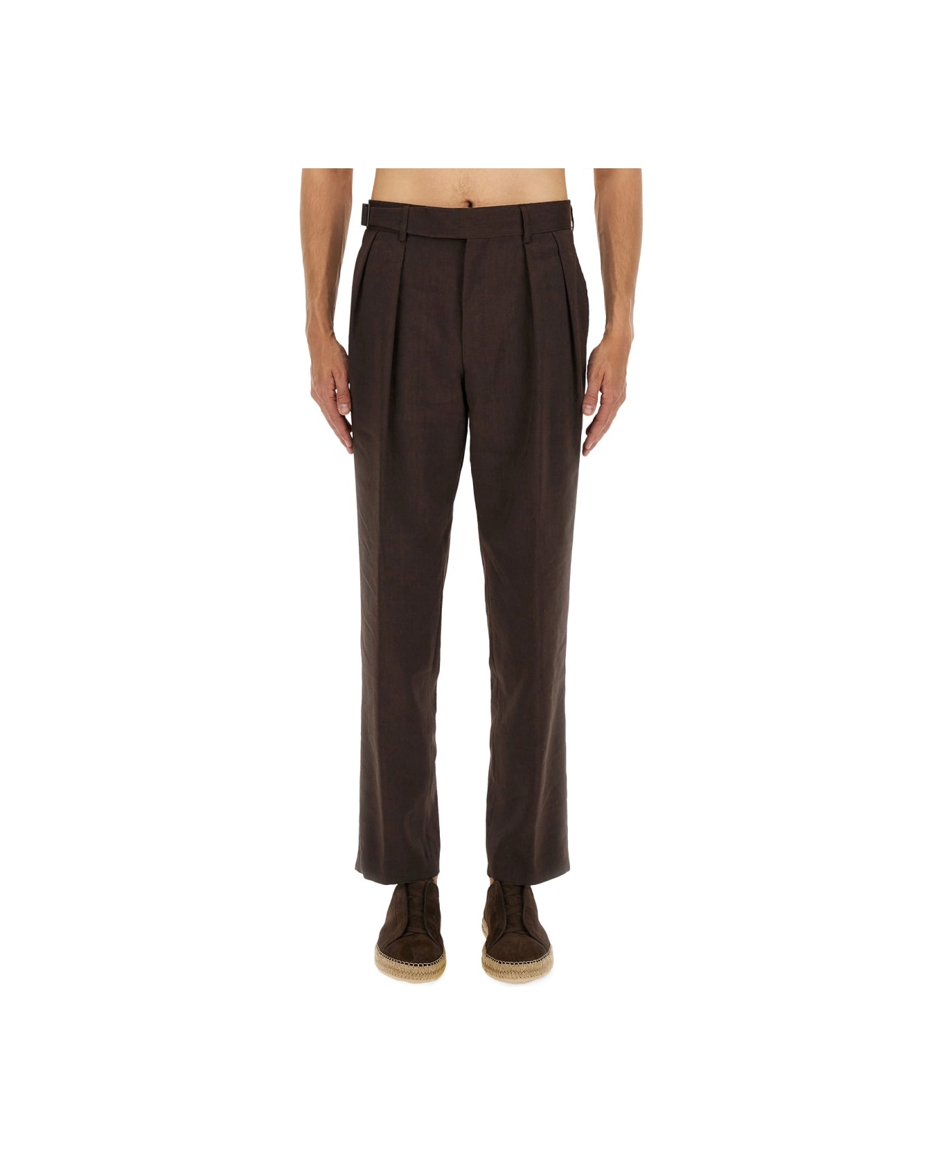 Hugo Boss Linen "port" Pants - BROWN