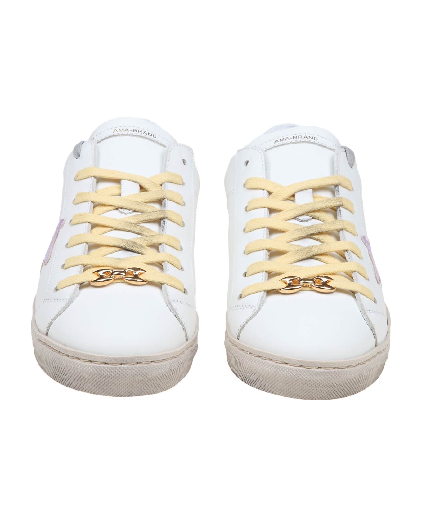 AMA-BRAND Sneakers In White Leather And Glicine - white/multicolor