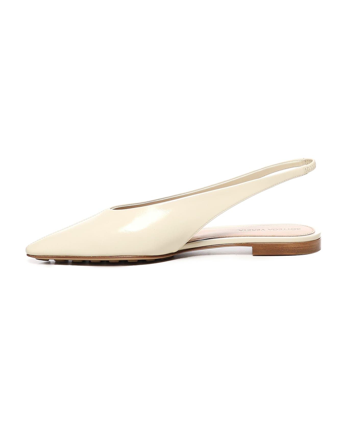 Bottega Veneta Sofia Slingback Ballet Pumps In Shiny Calfskin Leather - White