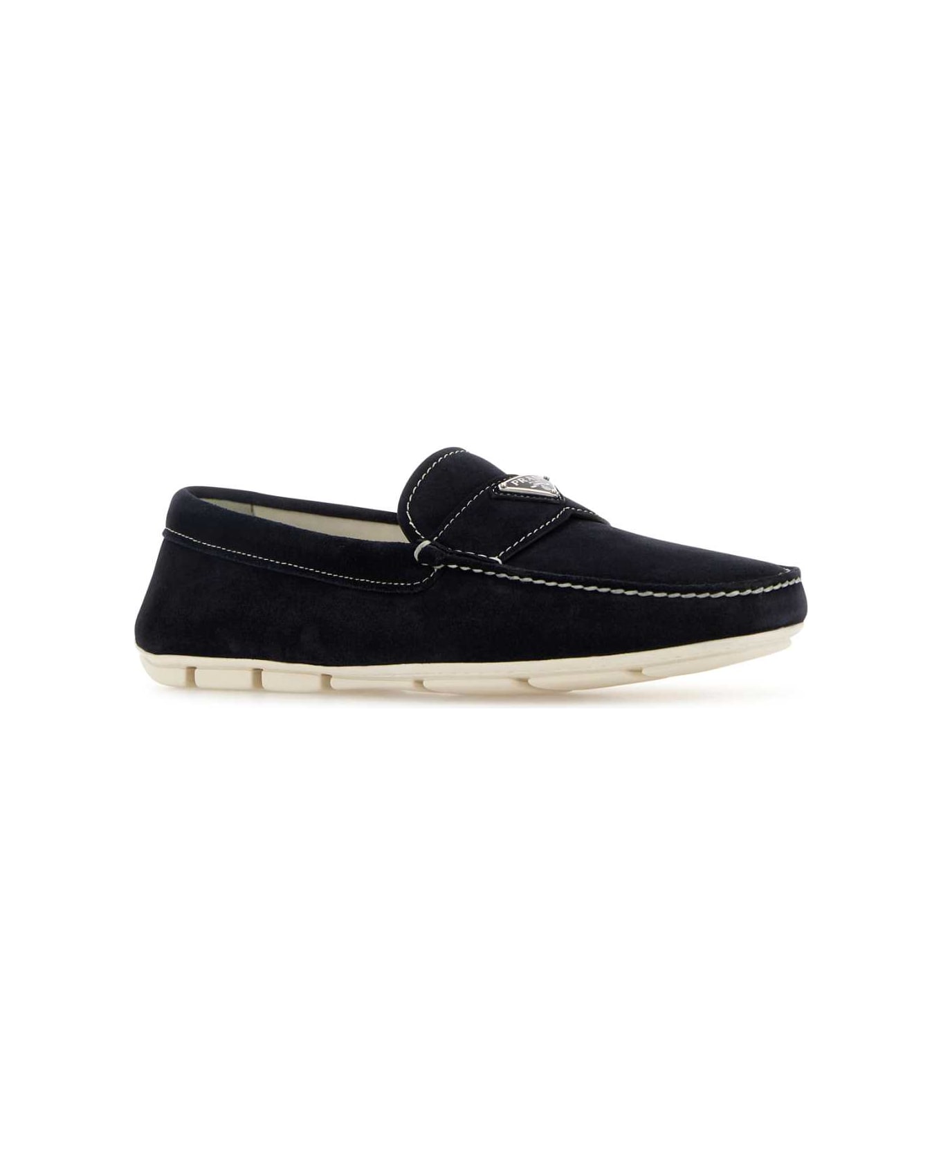 Prada Midnight Blue Suede Loafers - BLEU