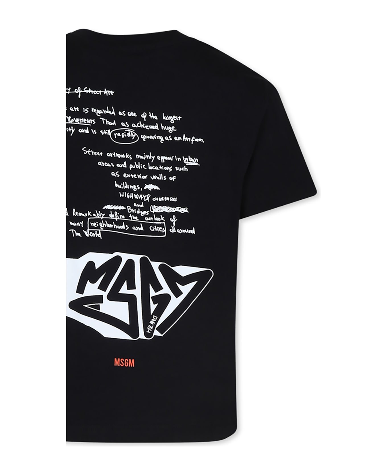 MSGM Black T-shirt For Boy With Logo - Black