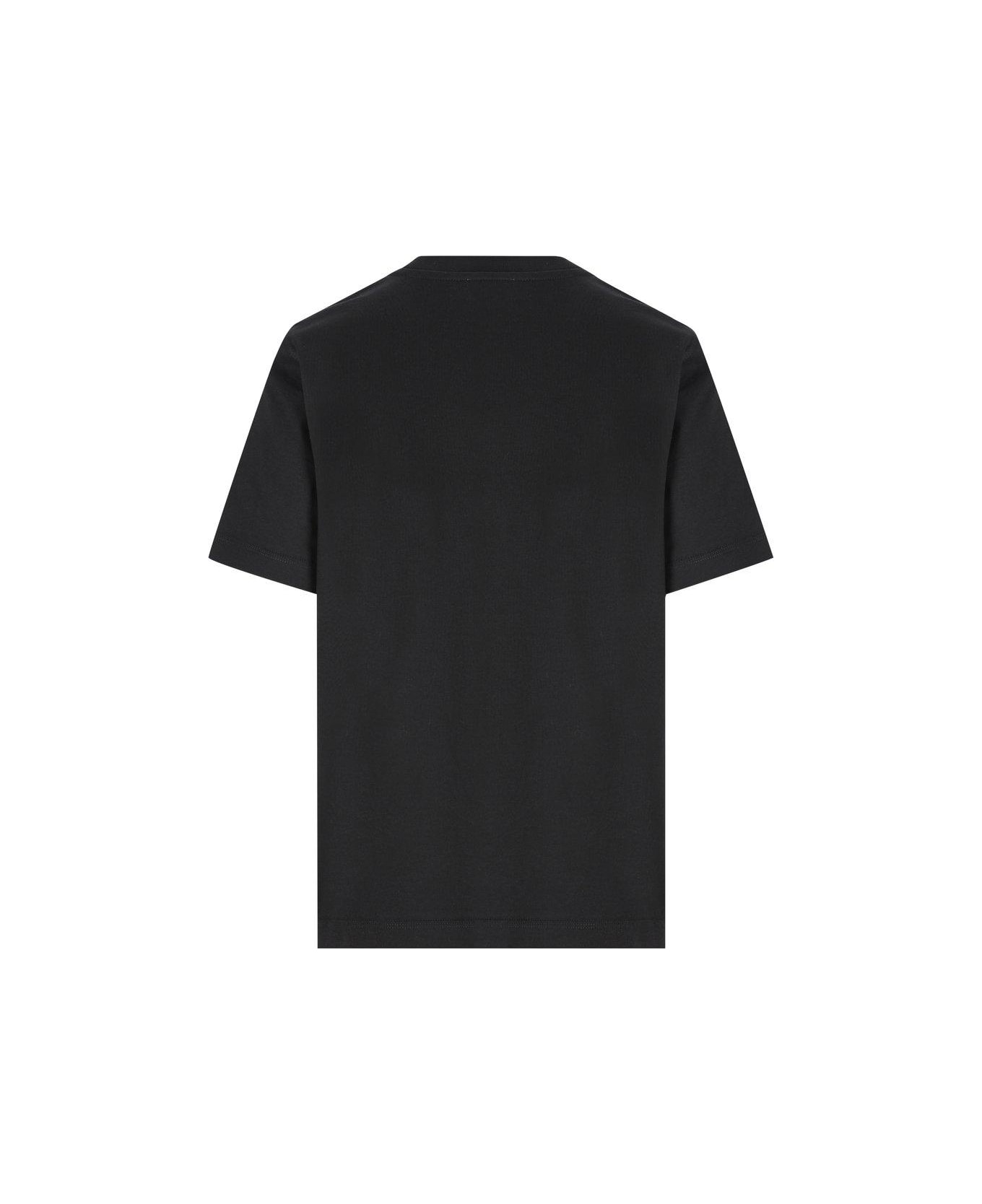 Burberry Checked Patch Crewneck T-shirt - BLACK