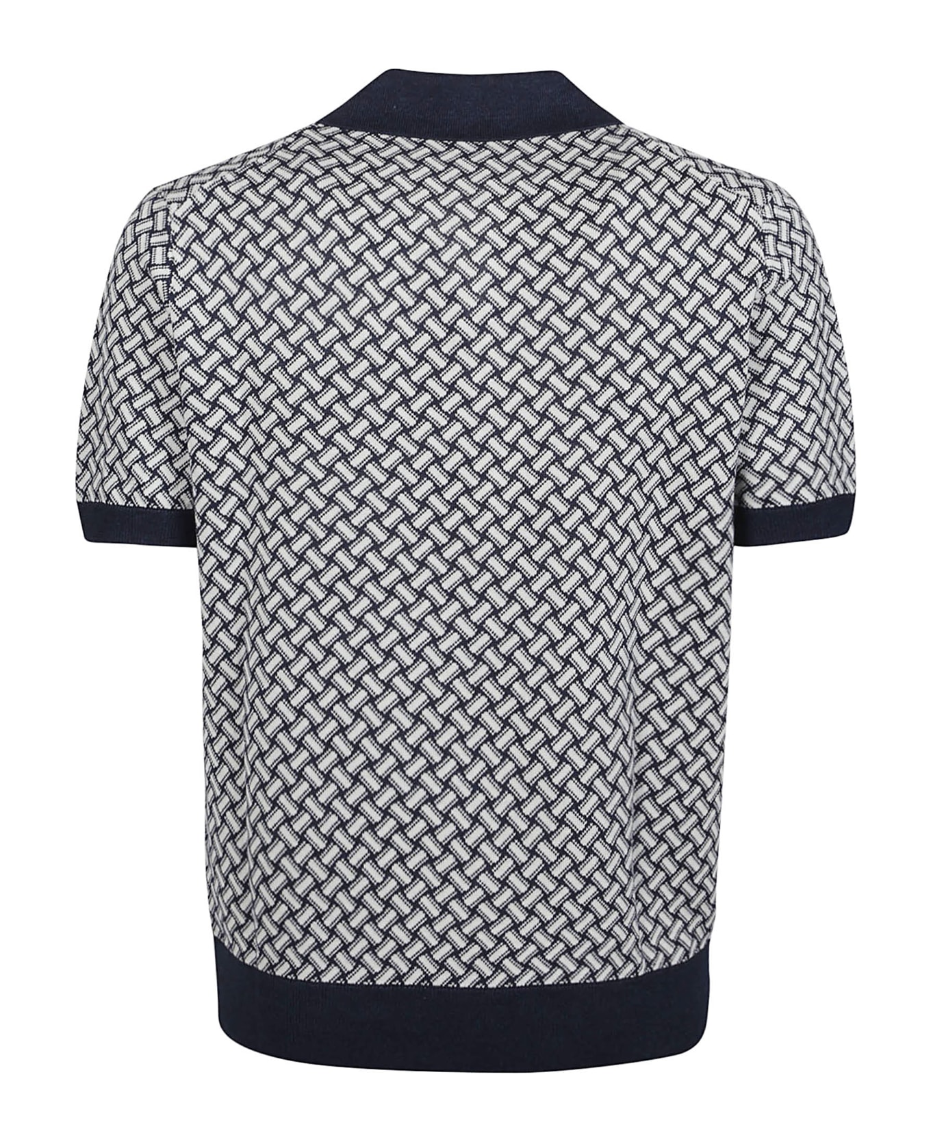 Drumohr Razor Blade Short Sleeve Polo Shirt - Blu/latte ポロシャツ