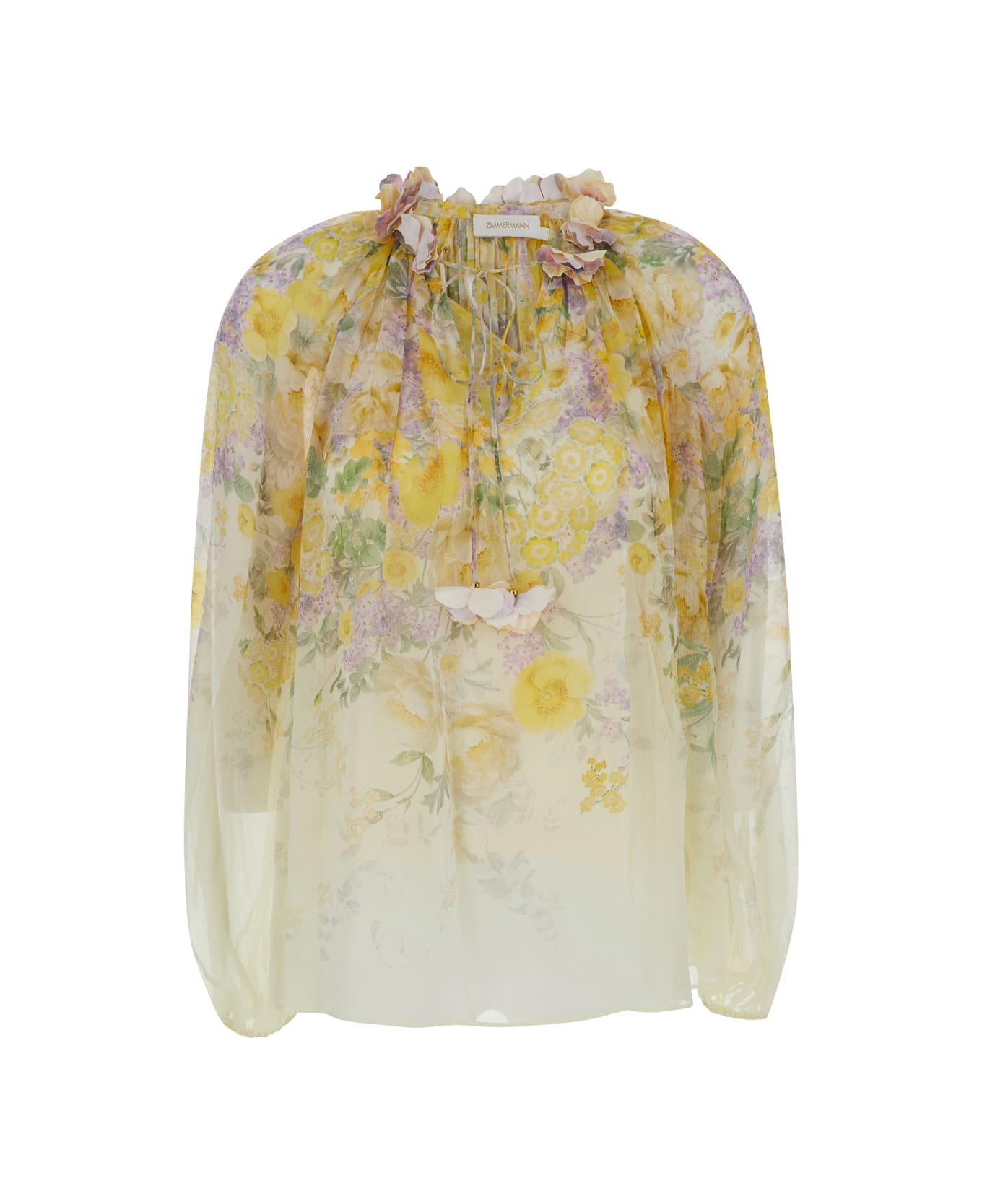 Zimmermann Yellow Blouse With Floral Print In Viscose Woman - Yellow