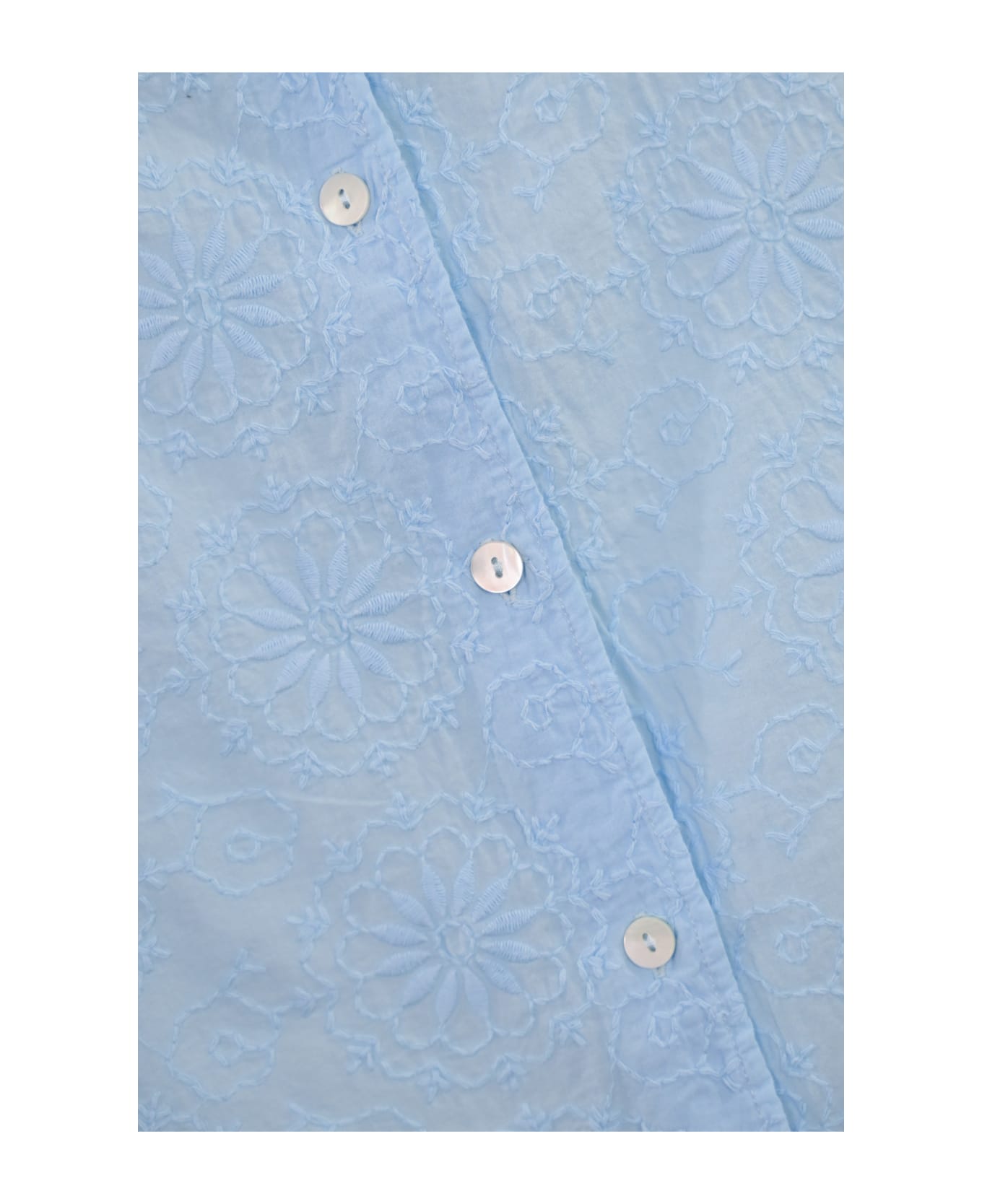 MC2 Saint Barth Meredith Shirt In Broderie Anglaise Cotton - Azzurro
