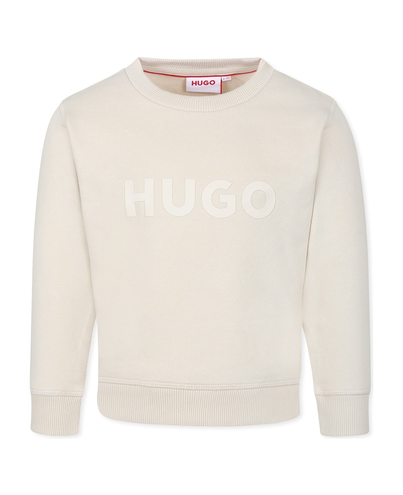 Hugo Boss Beige Sweatshirt For Girl With Logo - Beige