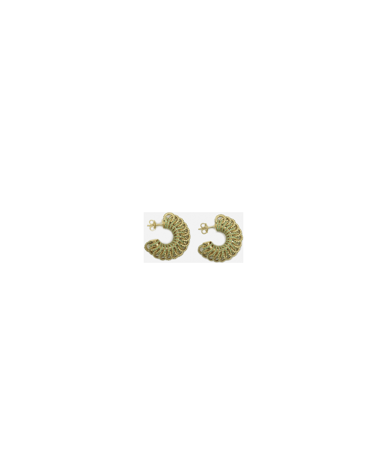 Bottega Veneta Gold-plated Silver Earrings And Crystals - Grass