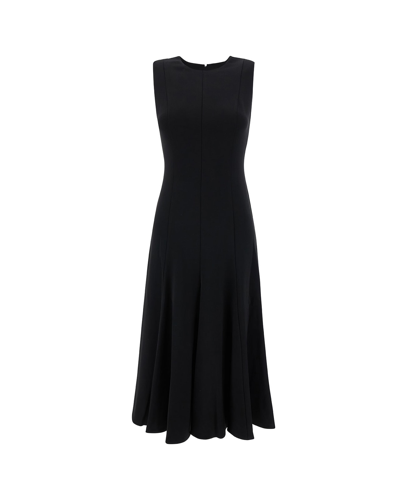 Theory Midi Black Sleeveless Dress With Pleated Skirt In Triacetate Blend Woman - Black