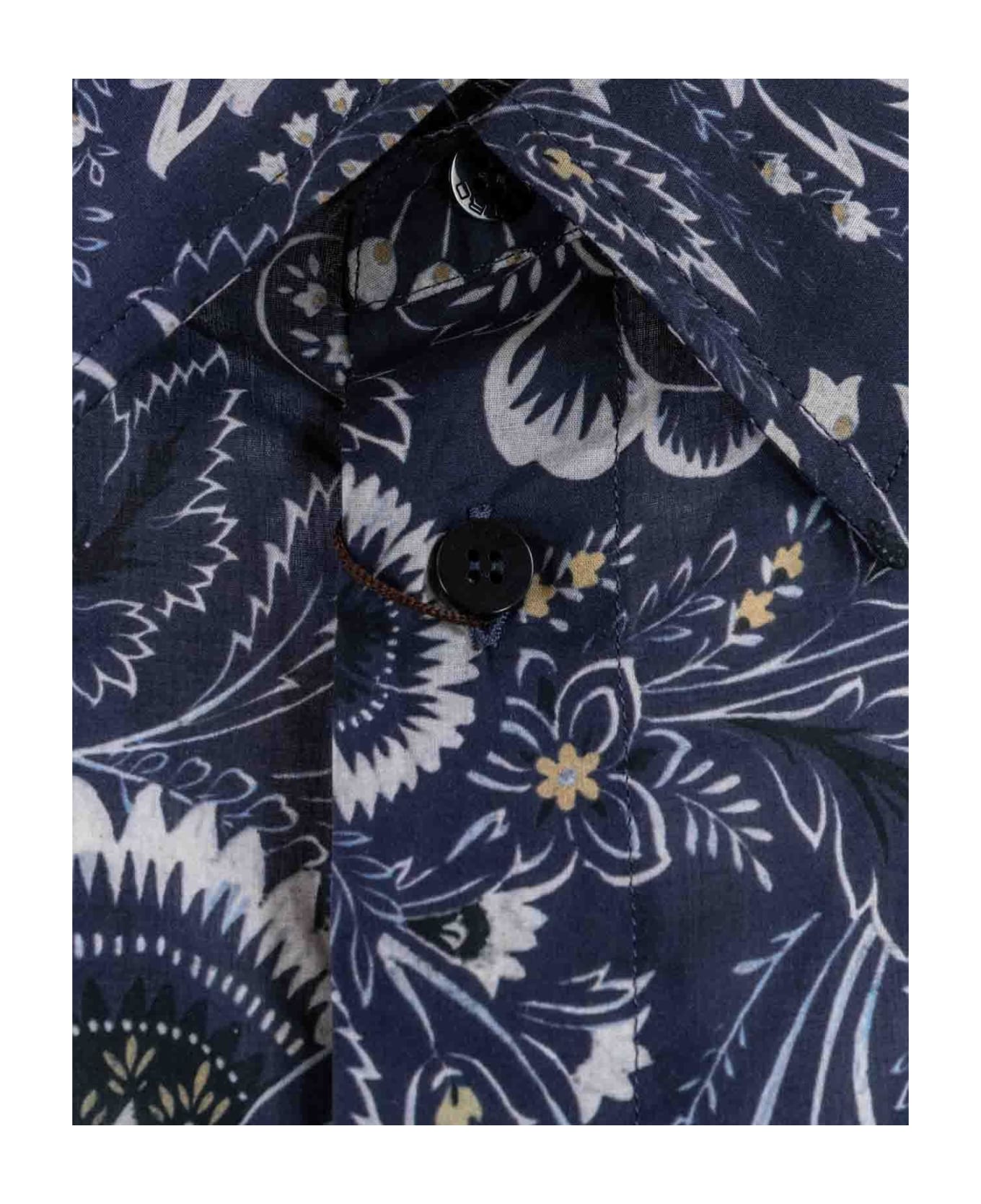 Etro Pattern-printed Button-up Shirt - Stampa f.do blu シャツ