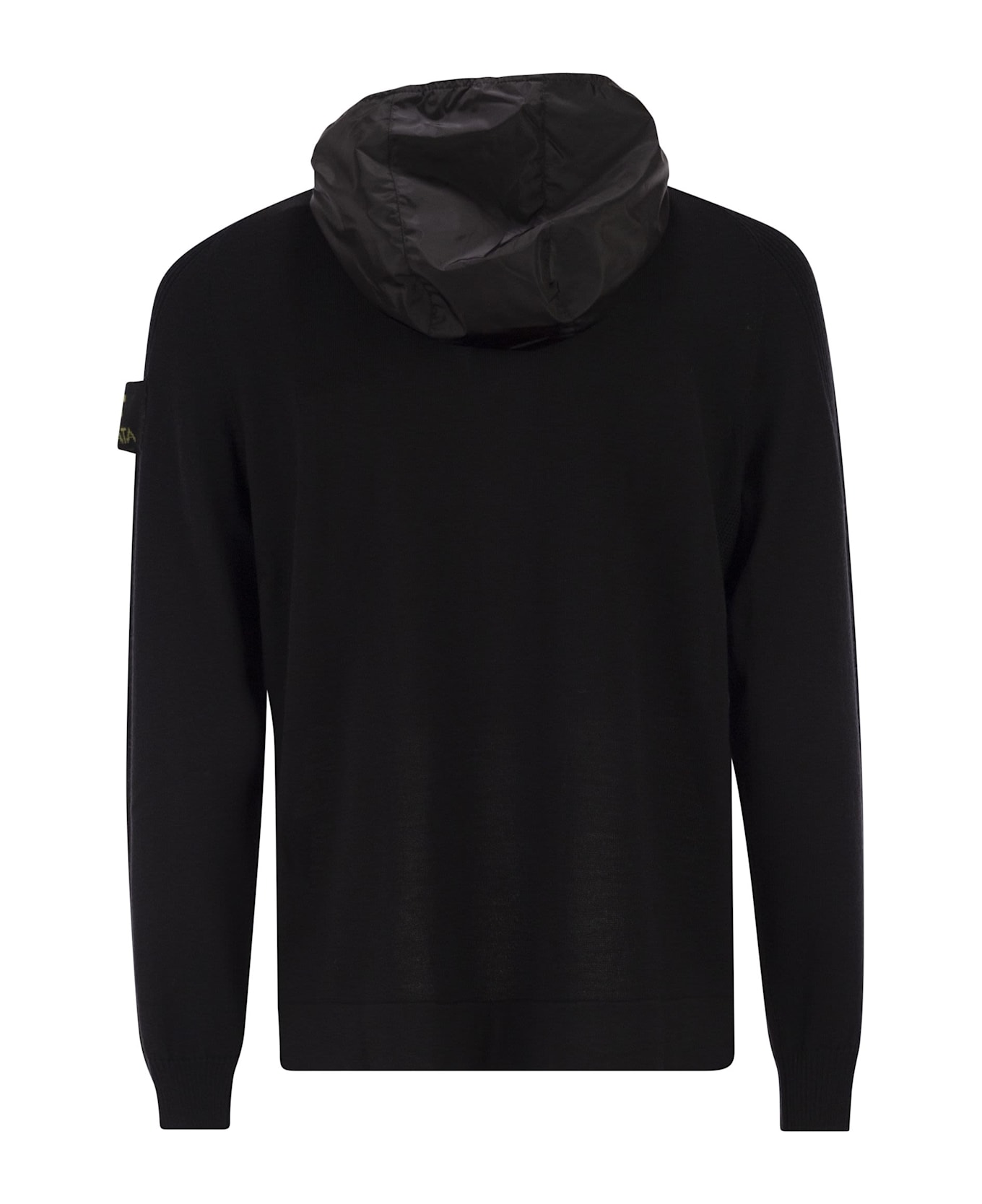 Premiata Wool Cardigan With Nylon Hood - Black
