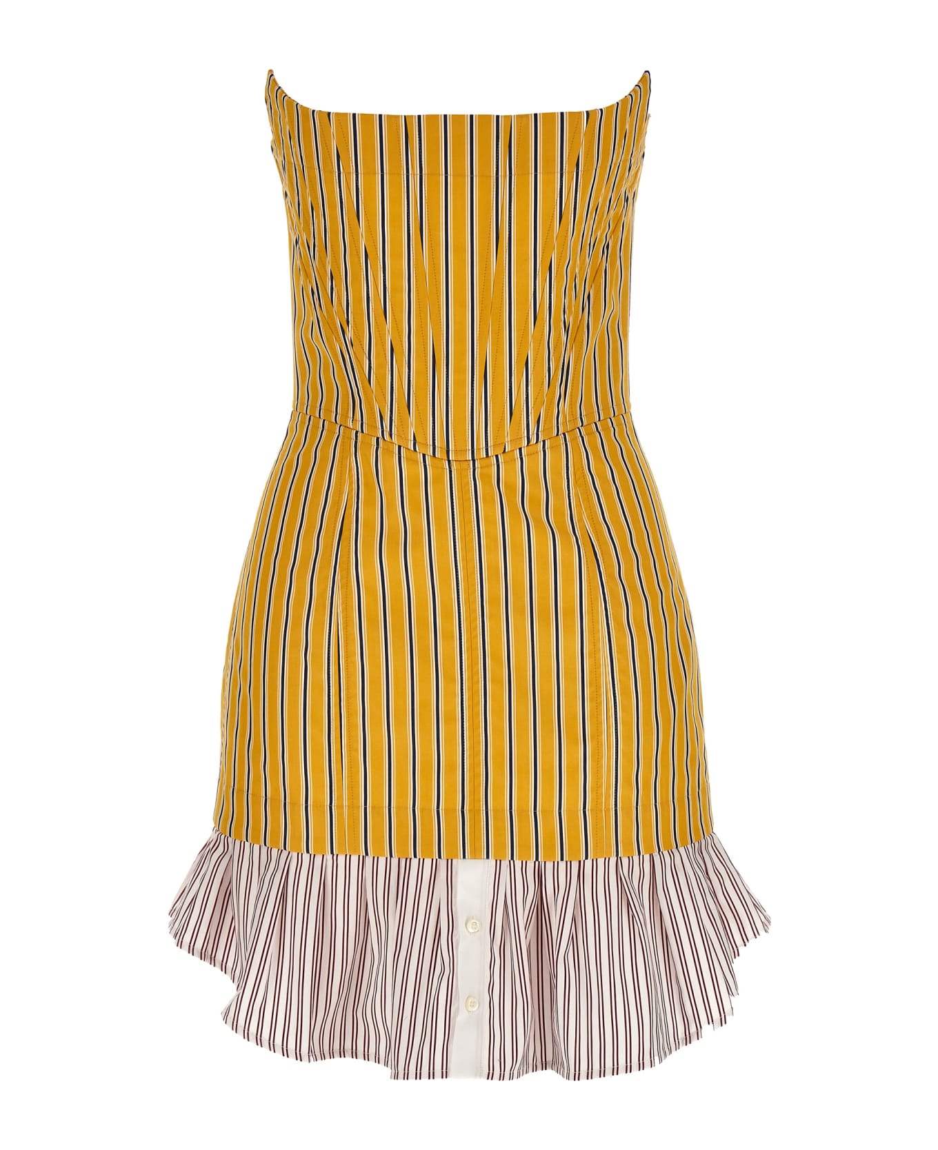 Dsquared2 Striped Corset Dress - YELLOW/RED
