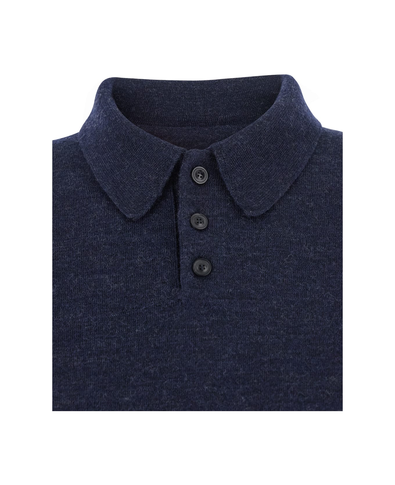 Maison Margiela Midnight Blue Wool Polo Shirt - NAVY