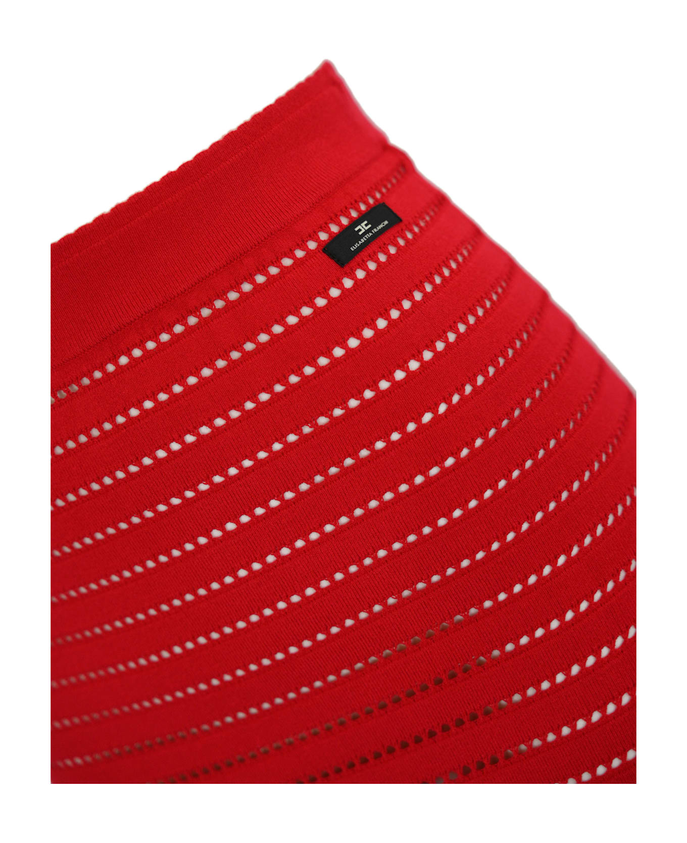 Elisabetta Franchi Perforated Knit Skirt - Red
