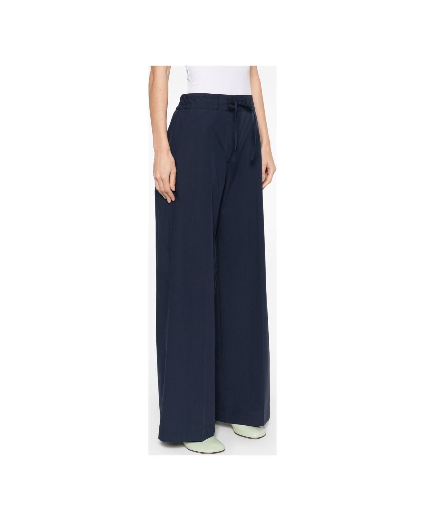 Parosh Cotton Wide-leg Trousers - Blue