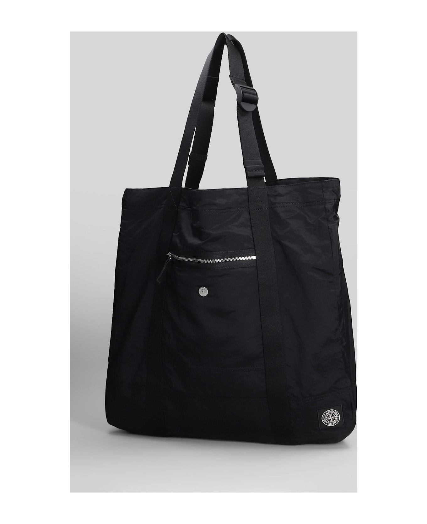 Stone Island Tote In Black Polyamide - black