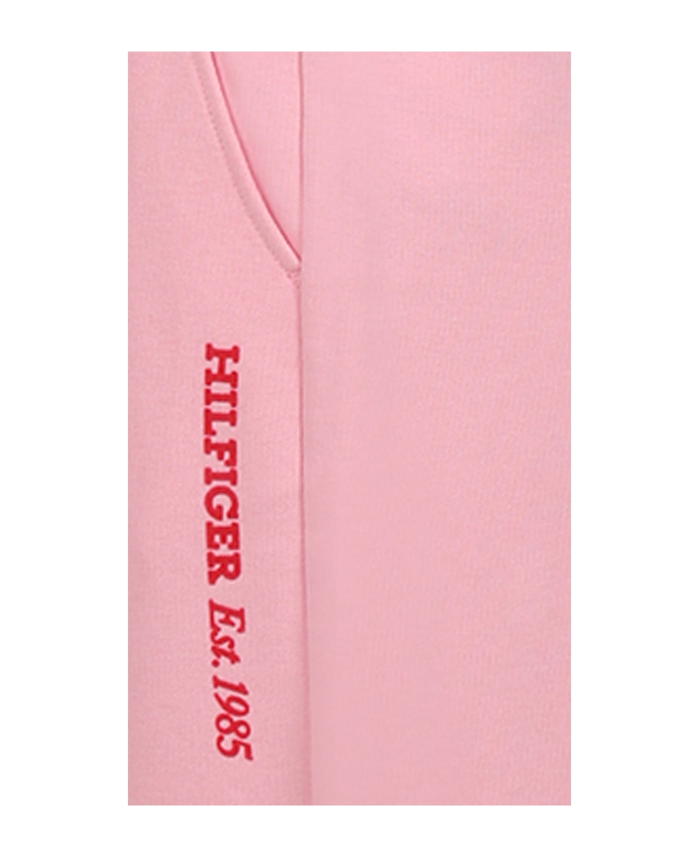 Tommy Hilfiger Pink Sweatpants For Girl With Red Logo - Pink