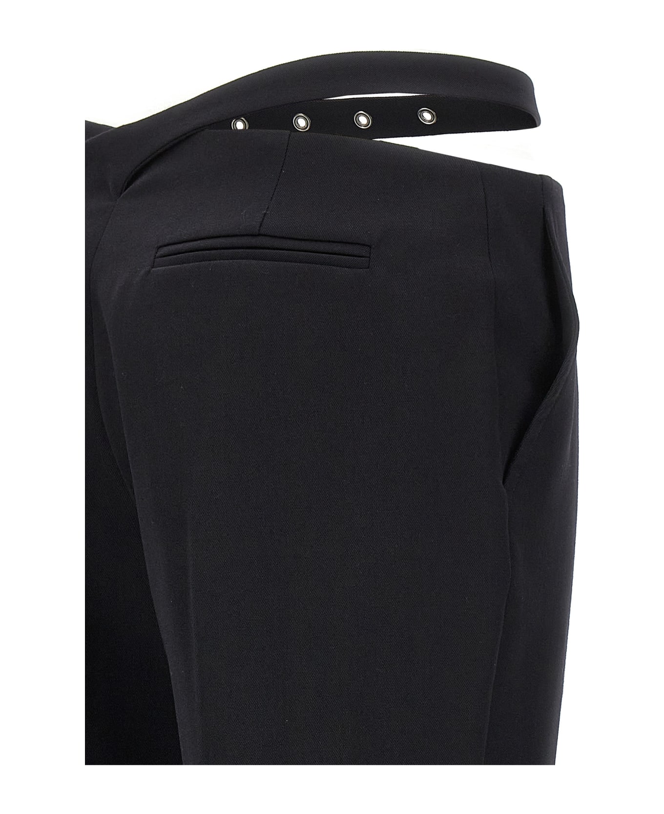The Attico Belt Detail Trousers Boots - Black  